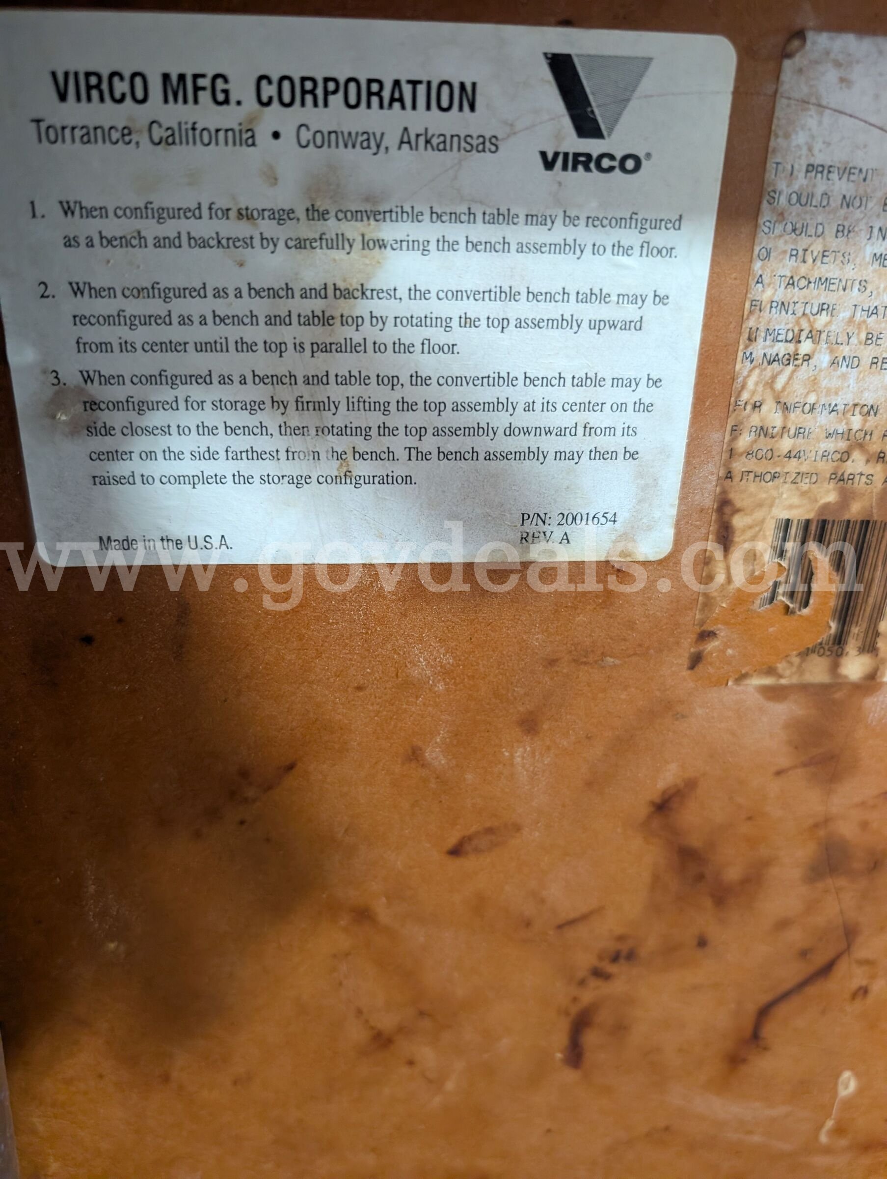 Four-Virco School Lunch Room Tables VIRO Unknown Government Surplus Auction - Photo #6