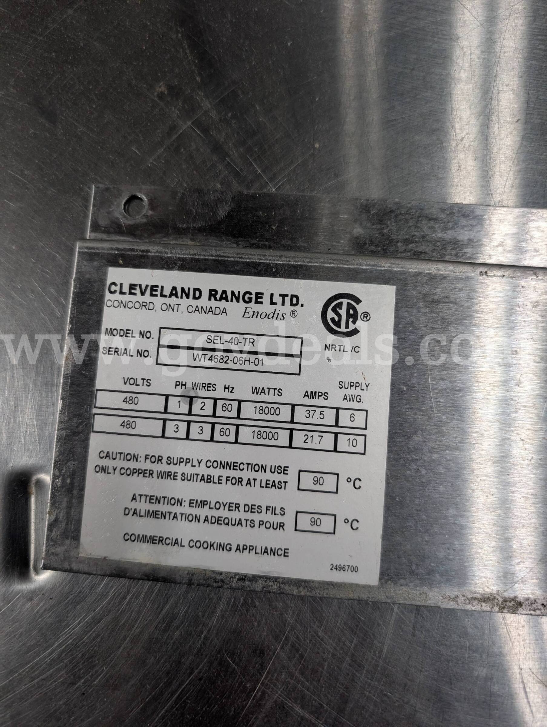 Cleveland Tilt Skillet Cleveland SEL-40-TR Government Surplus Auction - Photo #5