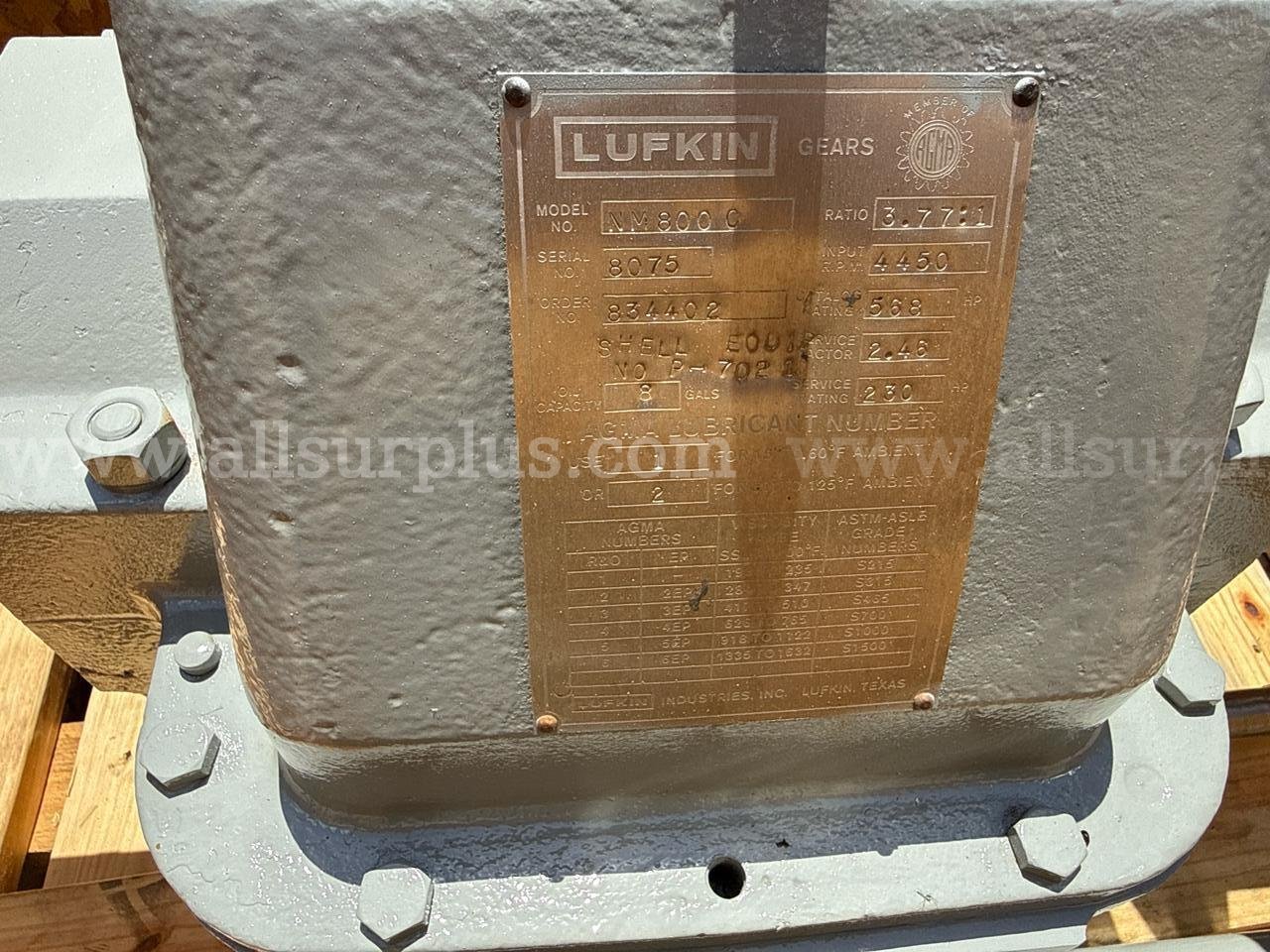 Gearbox, Lufkin, NM800G, 3.77:1 Ratio, Qty 1  NM800G Government Surplus Auction - Photo #2