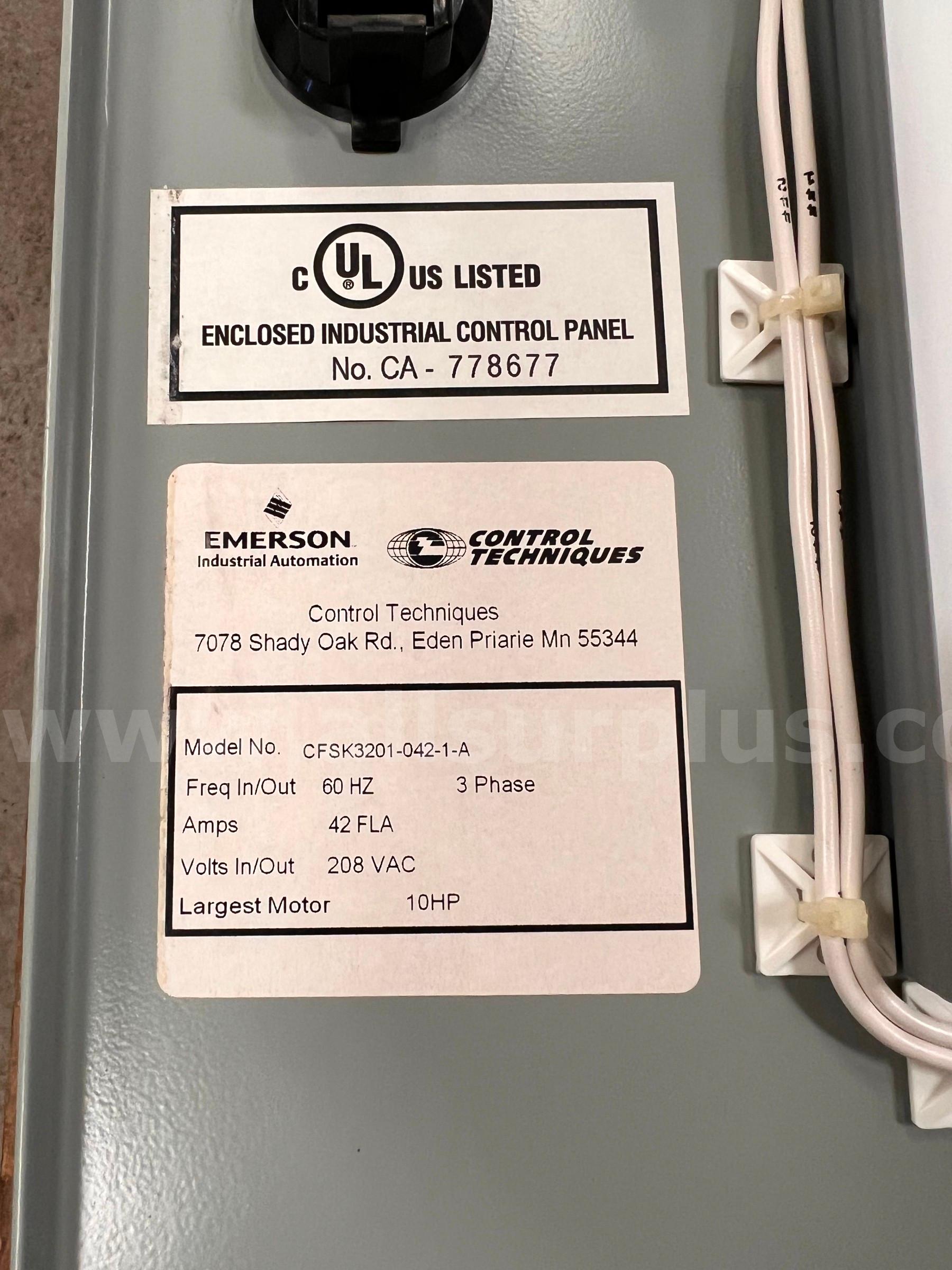 EMERSON SK3201 CONTROL TECHNIQUES COMMANDER SK AC DRI 230VAC 15HP w/ControlPanel EMERSON SK3201 Government Surplus Auction - Photo #3