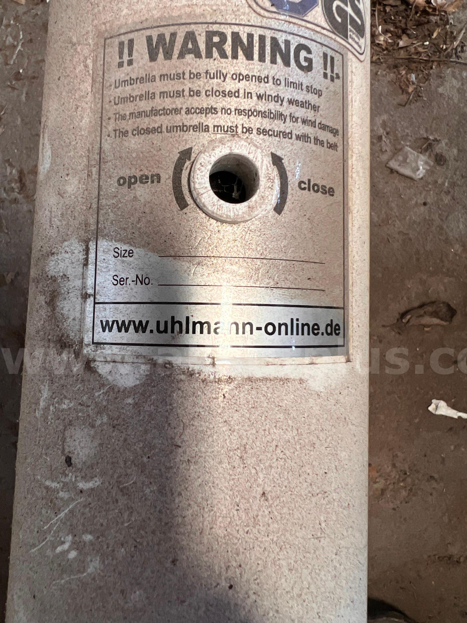 (1) GIANT LUXURY COMMERICAL OR RESIDENTAL OUTDOOR PATIO UMBERELLAS Uhlmann  Government Surplus Auction - Photo #2