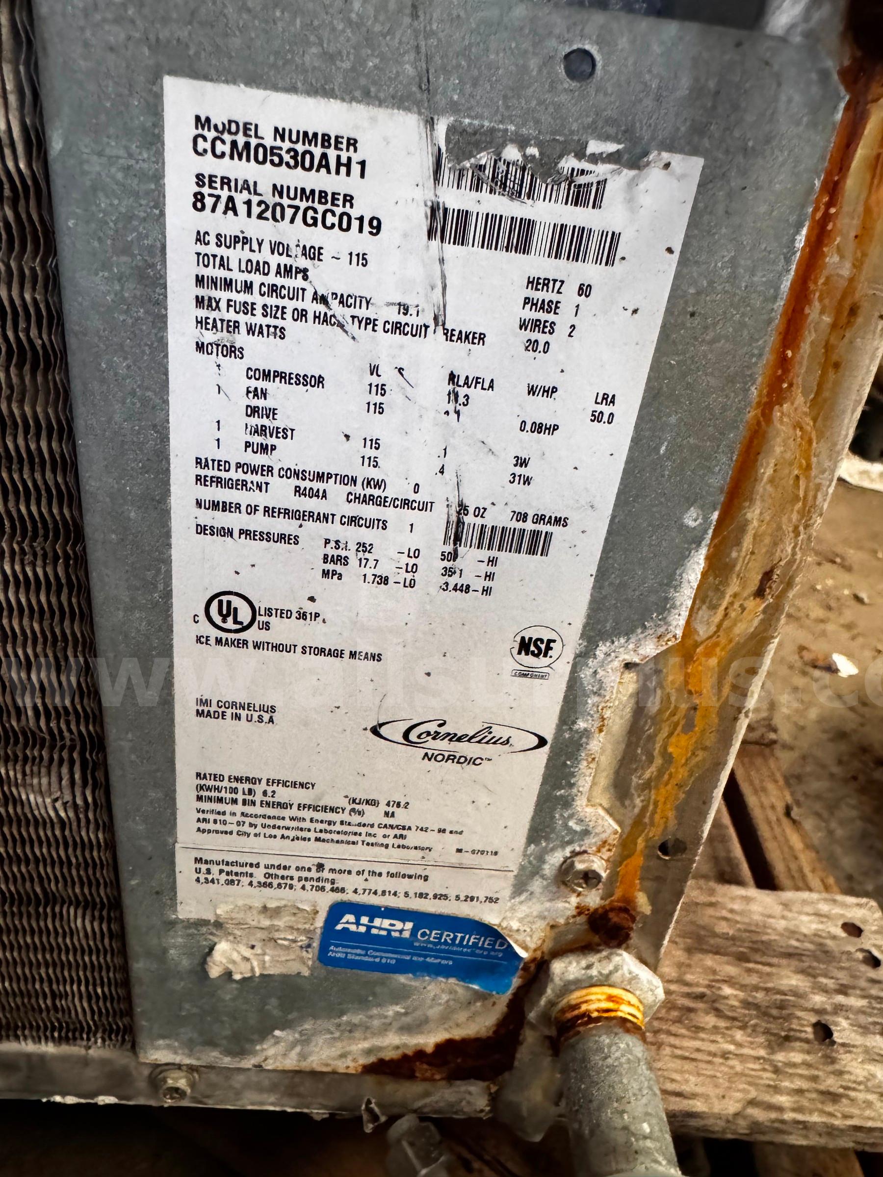 Cornelius CCM0530AH1 ice maker: CORNELIUS CCM0530AH1 Government Surplus Auction - Photo #2