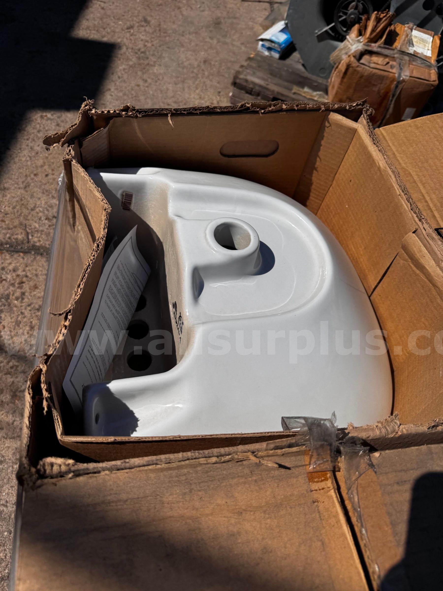 (6) VORTENS 3510-02-V VIENNA SENNA MOLISSE VITREOUS CHINA WHITE LAVATORY PEDESTAL  3510 Government Surplus Auction - Primary Photo