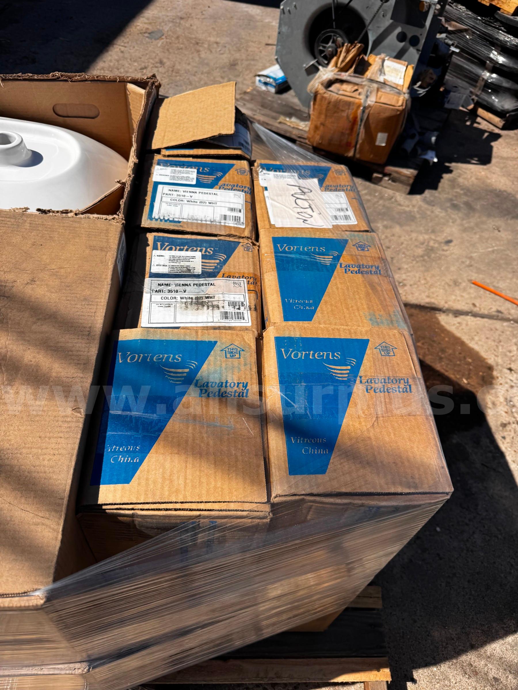 (6) VORTENS 3510-02-V VIENNA SENNA MOLISSE VITREOUS CHINA WHITE LAVATORY PEDESTAL  3510 Government Surplus Auction - Photo #3