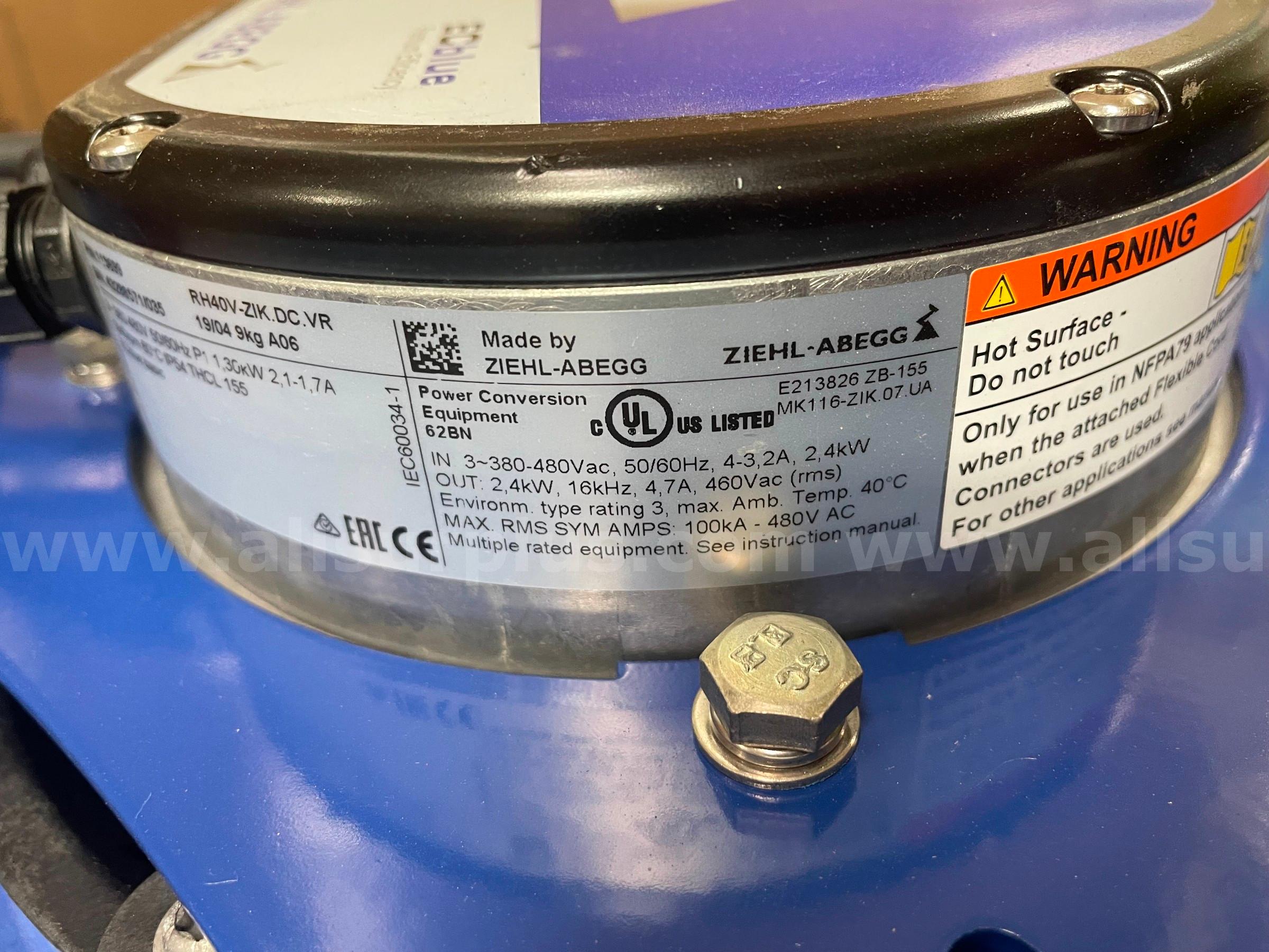 (50) Industrial EC Blue Centrifugal Fans – Ziehl-Abegg   Government Surplus Auction - Photo #5