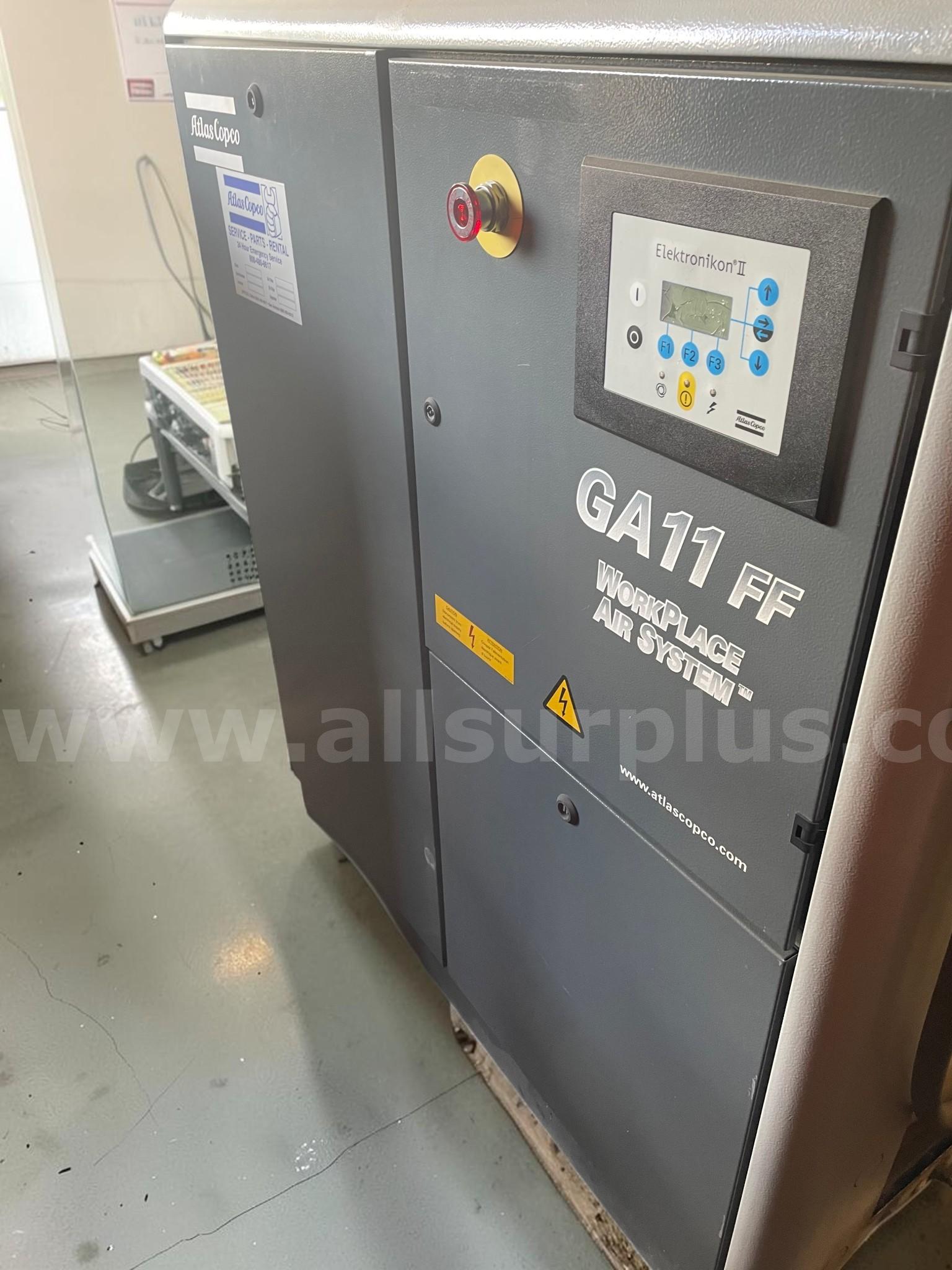 Atlas Copco GA11 FF & GA11 VSD FF Rotary Screw Air Compressors – Industrial Grade Atlas Copco  Government Surplus Auction - Photo #2