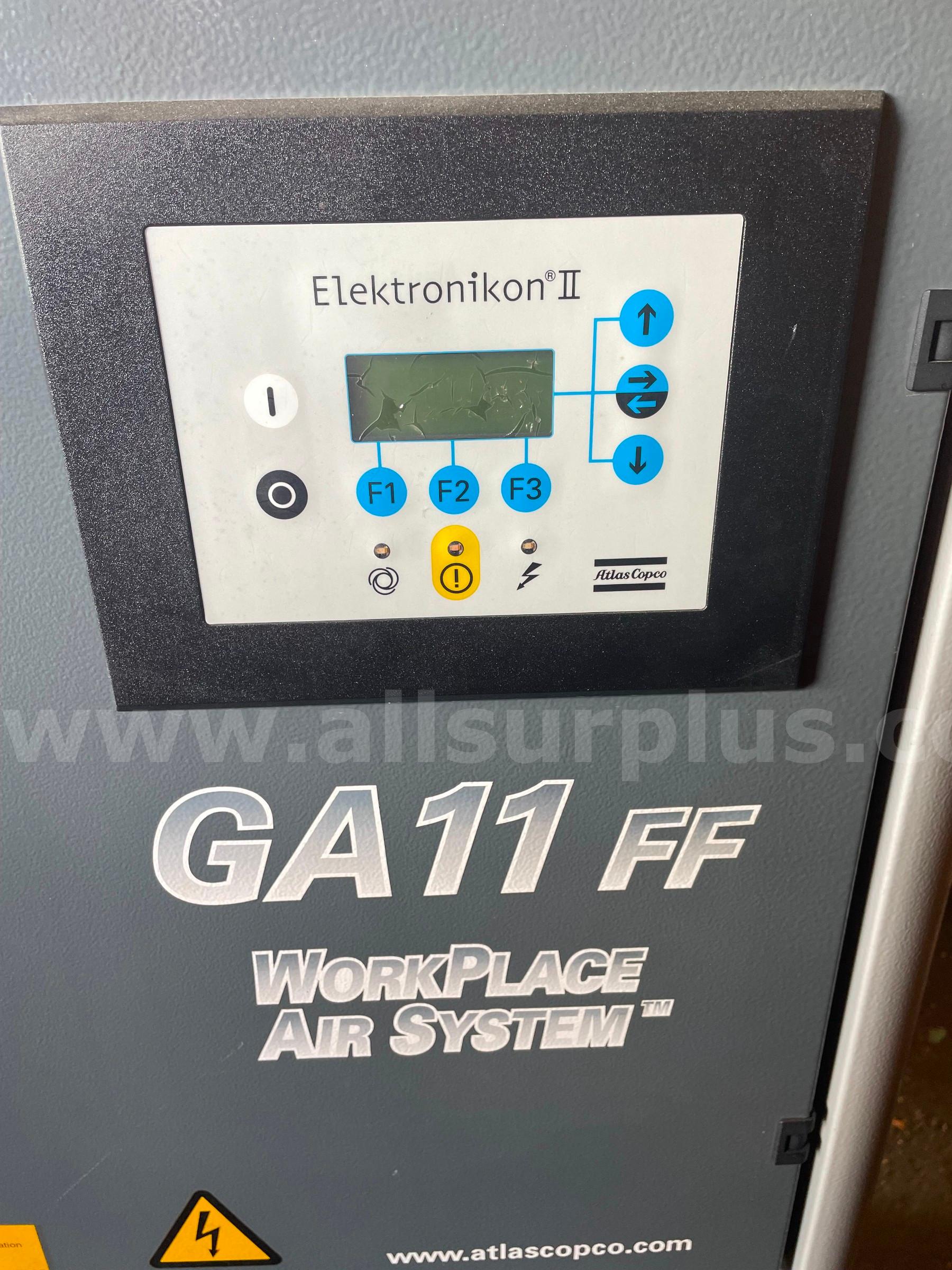 Atlas Copco GA11 FF & GA11 VSD FF Rotary Screw Air Compressors – Industrial Grade Atlas Copco  Government Surplus Auction - Photo #3