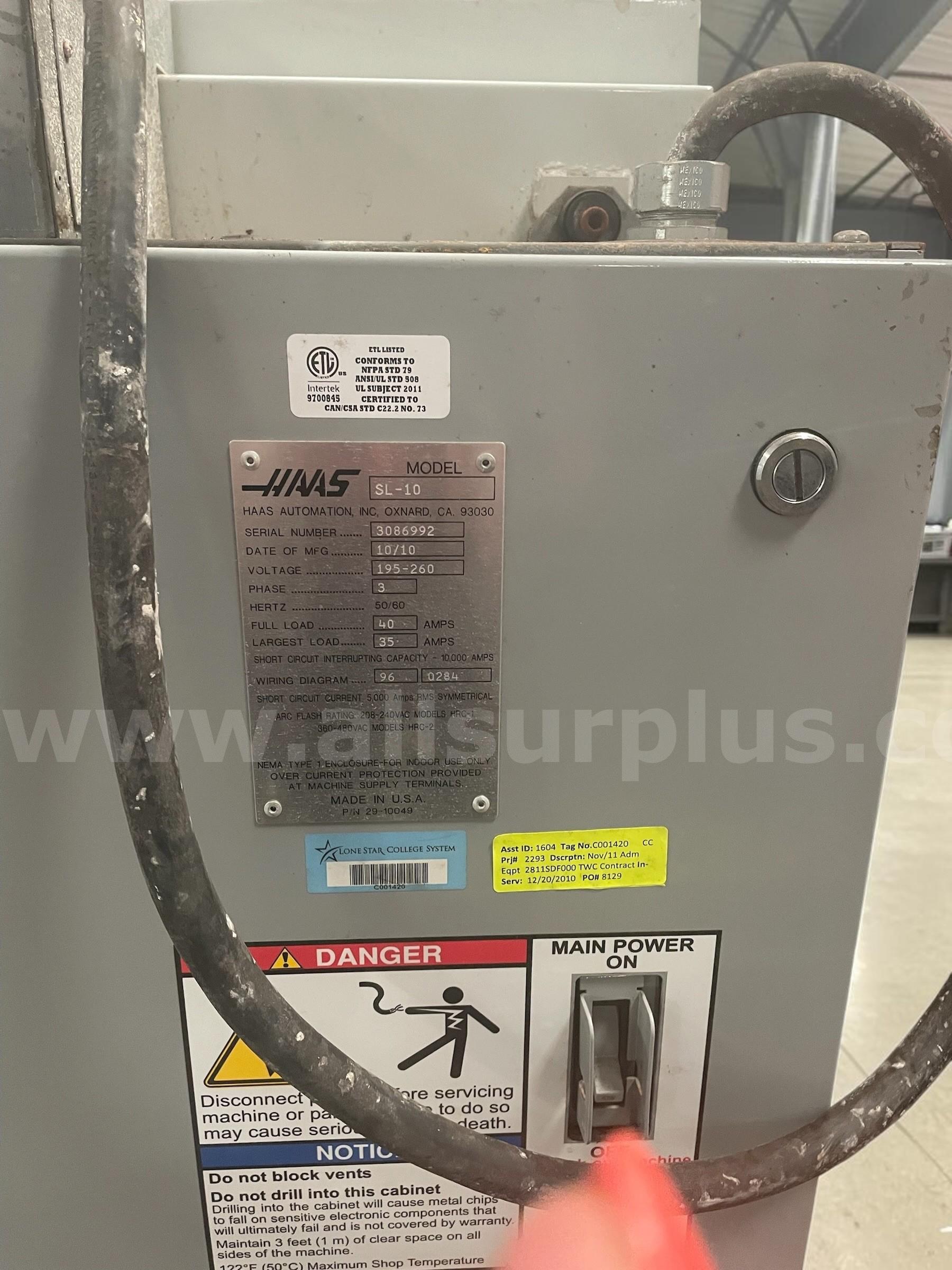 2006 HAAS SL-10 CNC LATHE HAAS SL-10 Government Surplus Auction - Photo #6