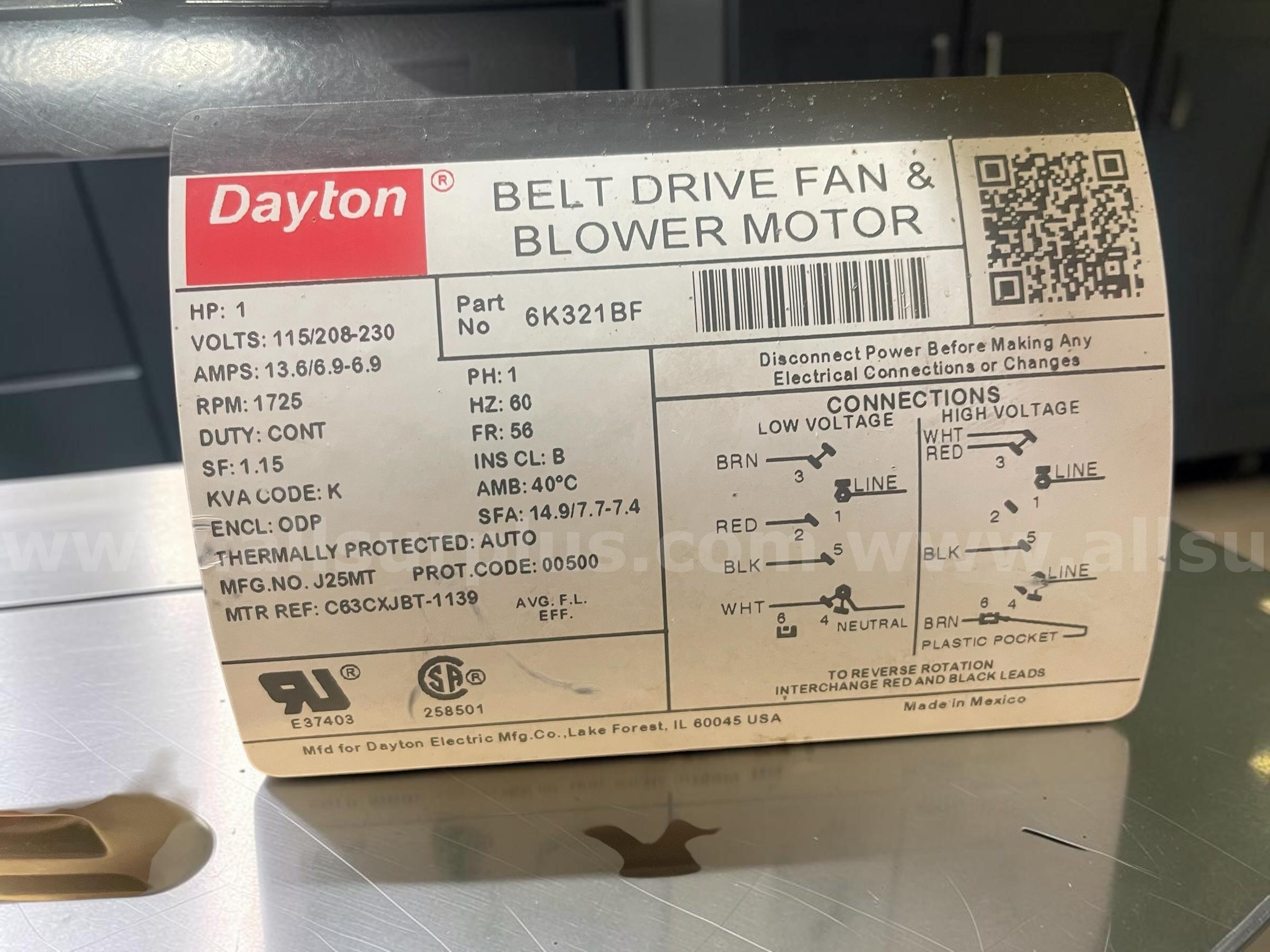 Dayton 6K321BF Belt Drive Motor – 1 HP, 1725 RPM, Single Phase HP 1725 Government Surplus Auction - Photo #6