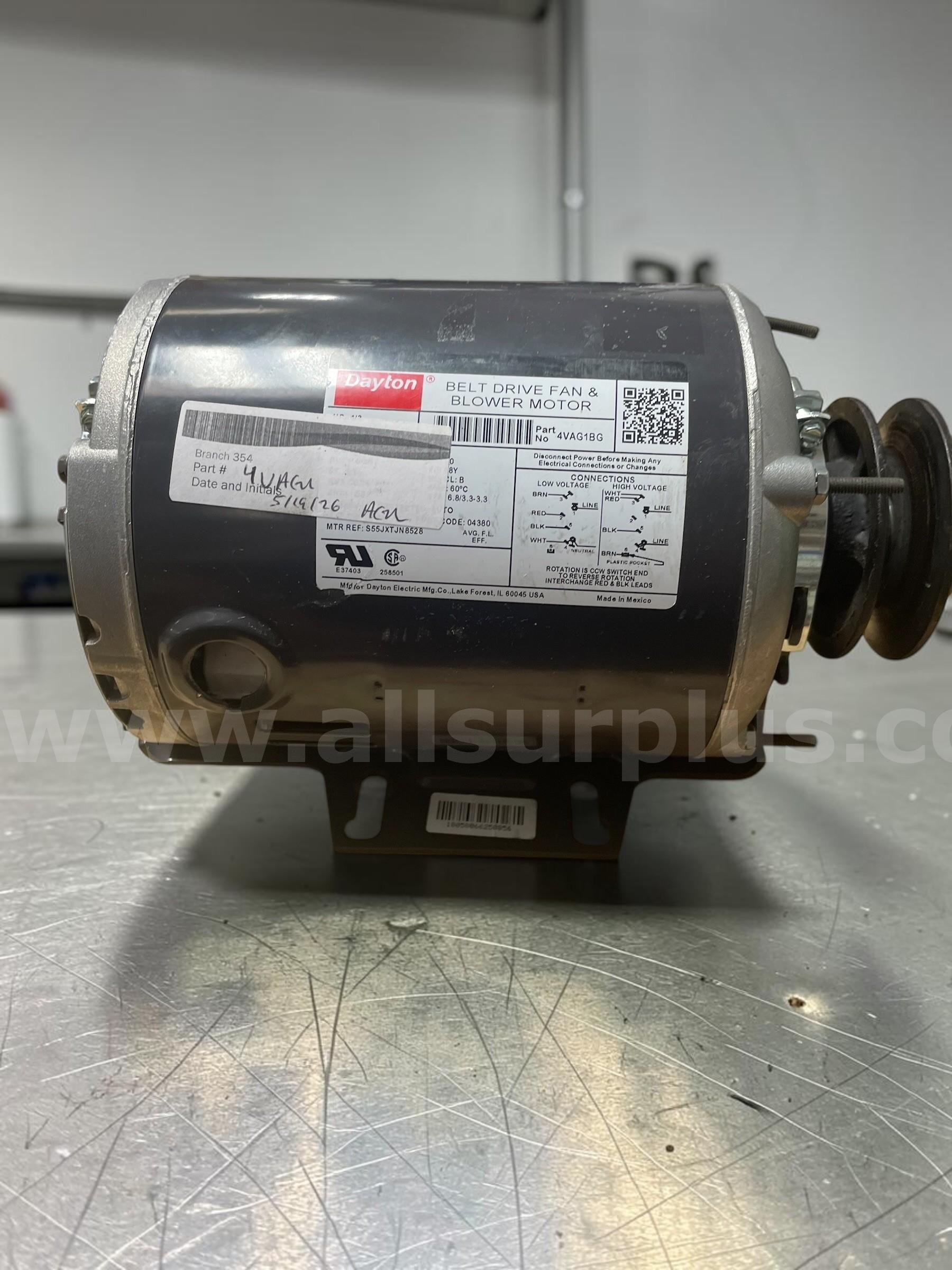 Dayton 4VAG1BG belt-drive fan/blower motor   Government Surplus Auction - Primary Photo