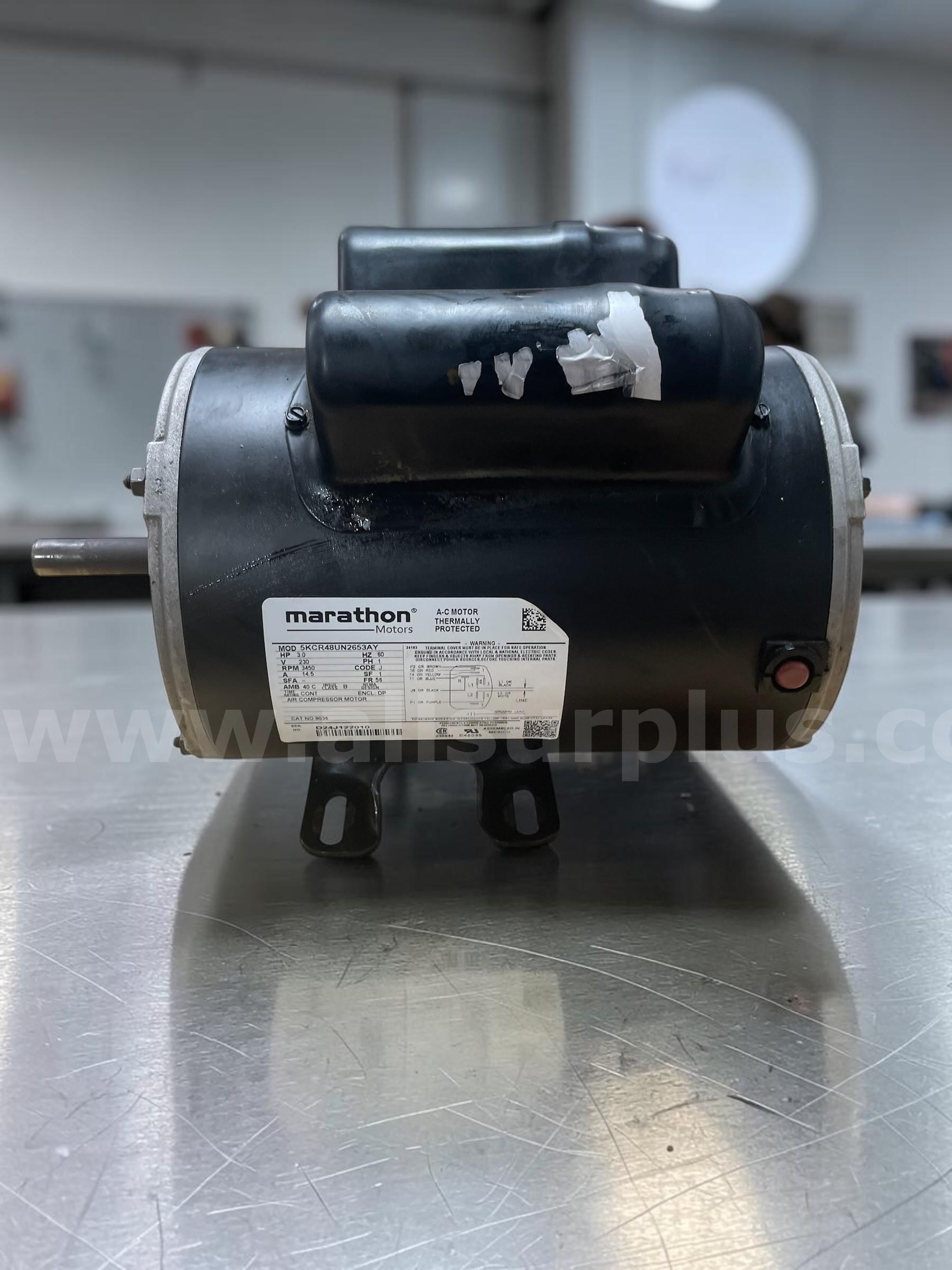 Marathon 5KCR48UN2653AY (also sold under Marathon part 9036)  heavy-duty air compressor electric motor.  9036 Government Surplus Auction - Primary Photo