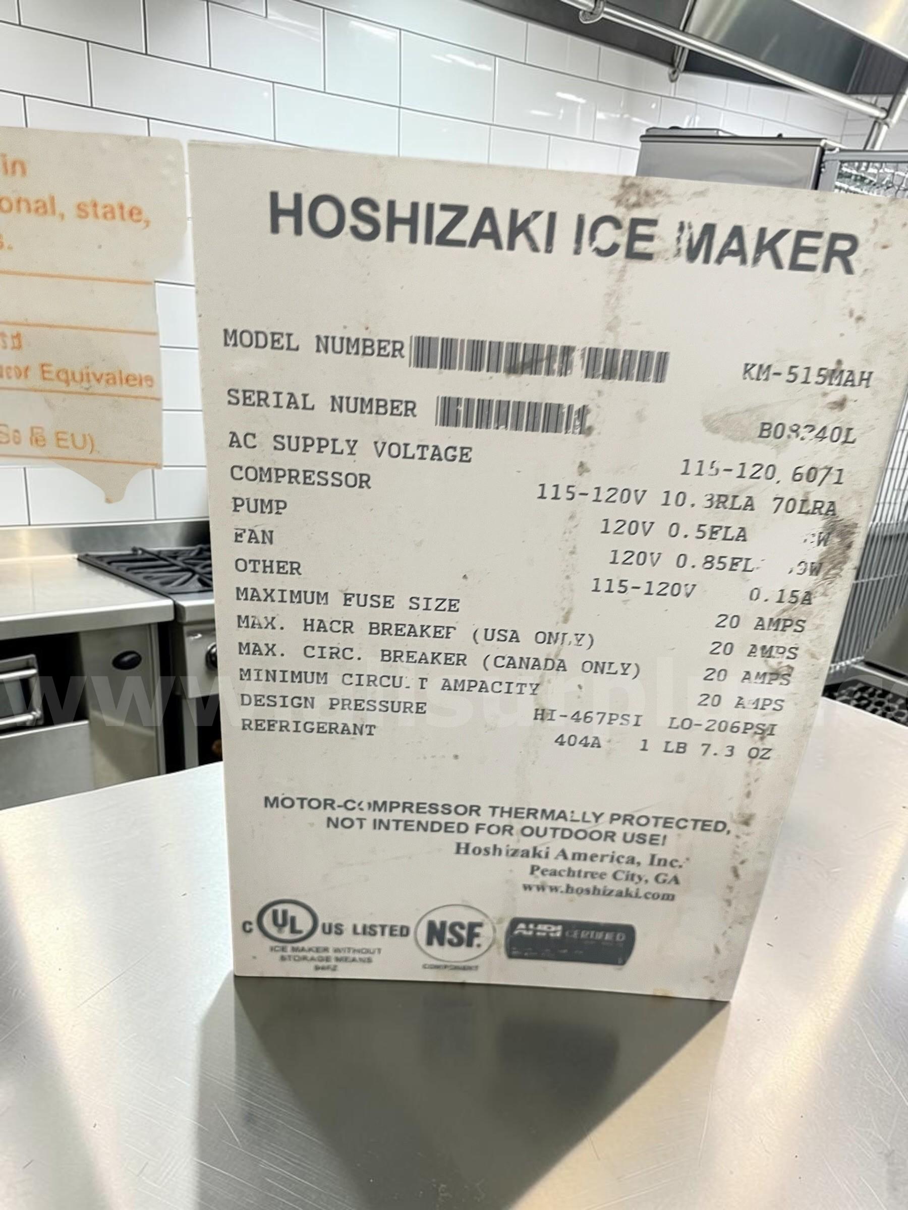 Hoshizaki KM-515MAH commercial ice maker  515MAH Government Surplus Auction - Photo #3