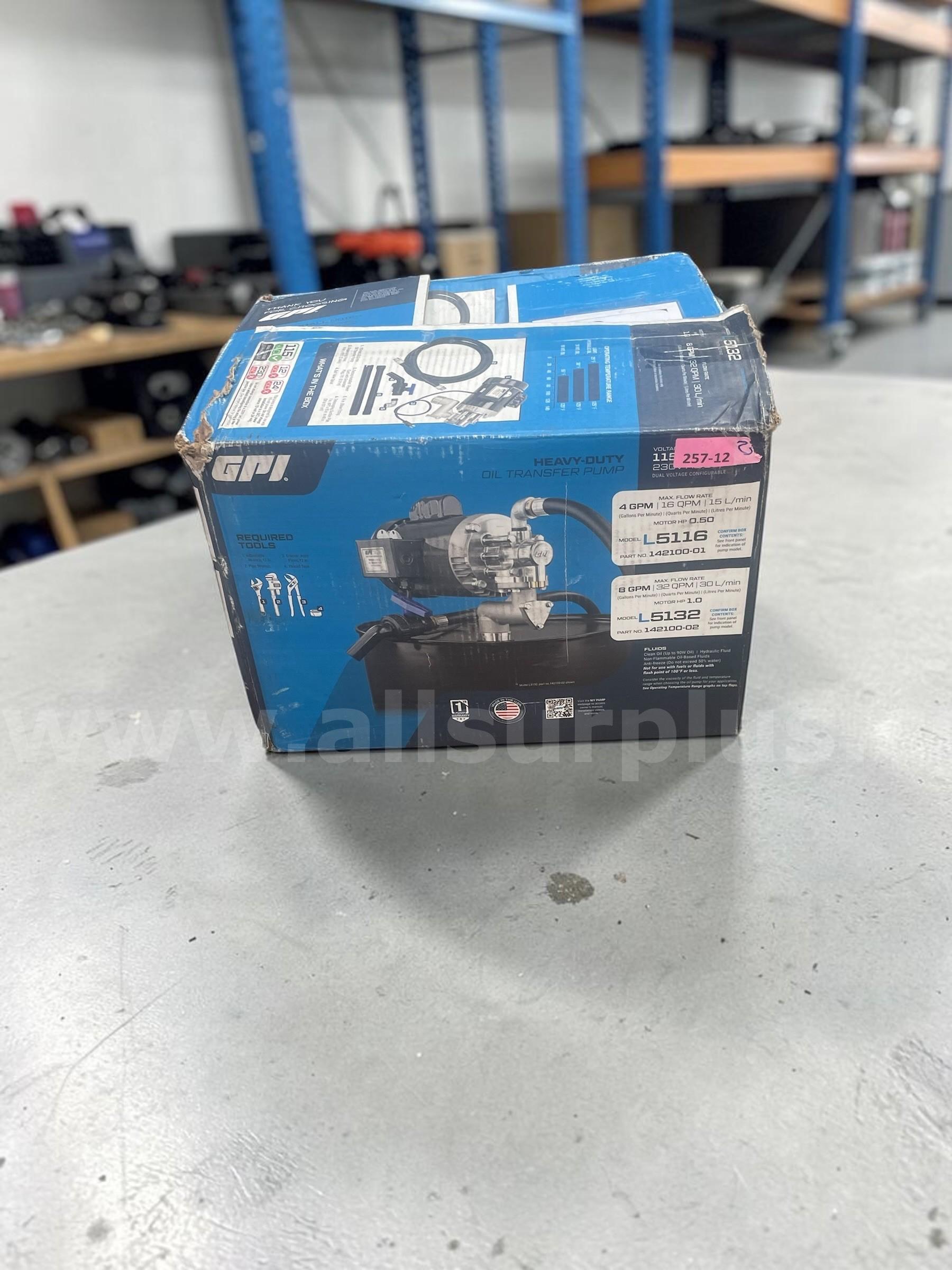 GPI Model L5116   heavy-duty electric oil transfer pump  L5116 Government Surplus Auction - Photo #4