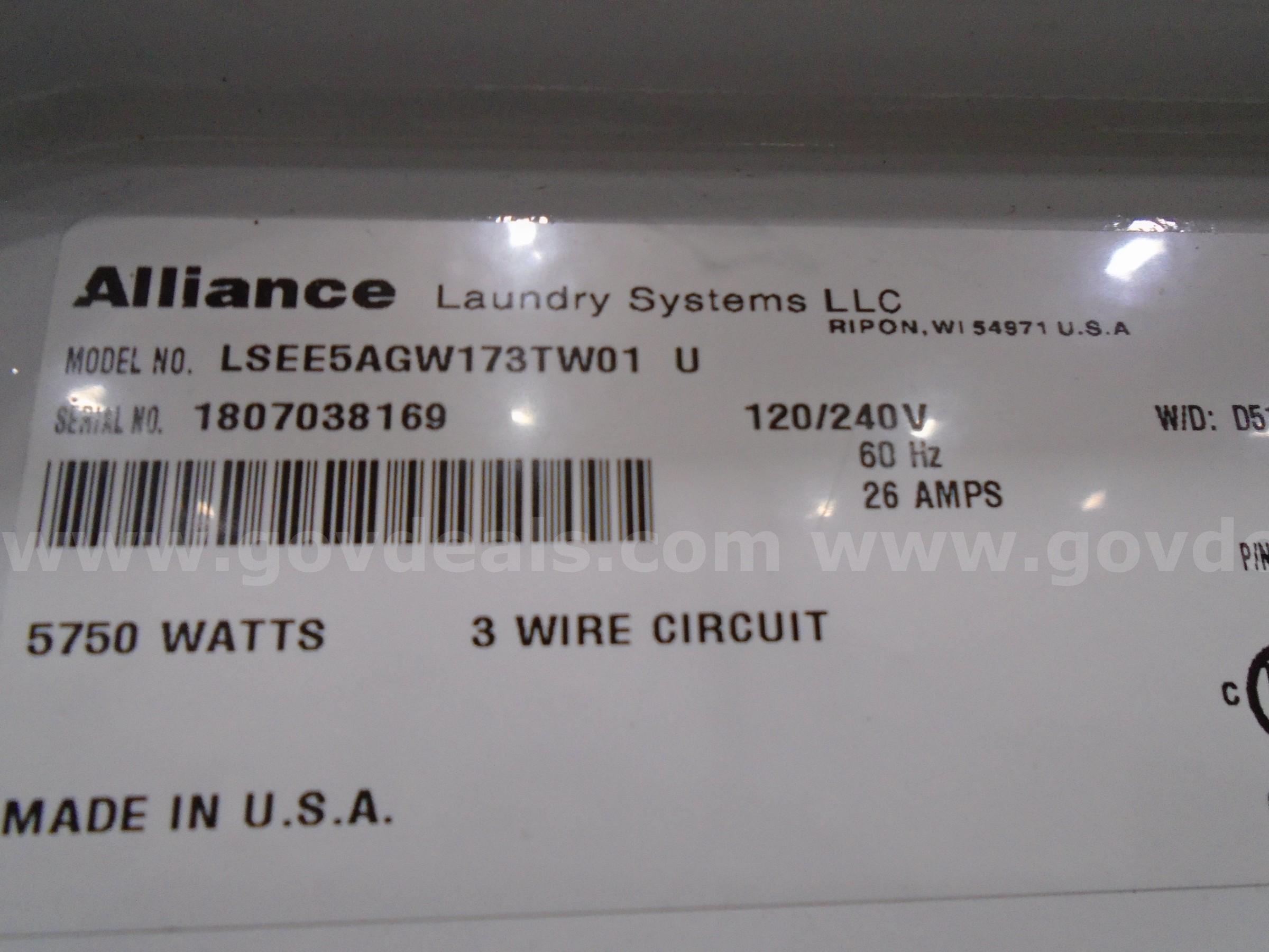 Speed Queen double dryer stacked Speed Queen LSEE5AGW173TW01  U Government Surplus Auction - Photo #5