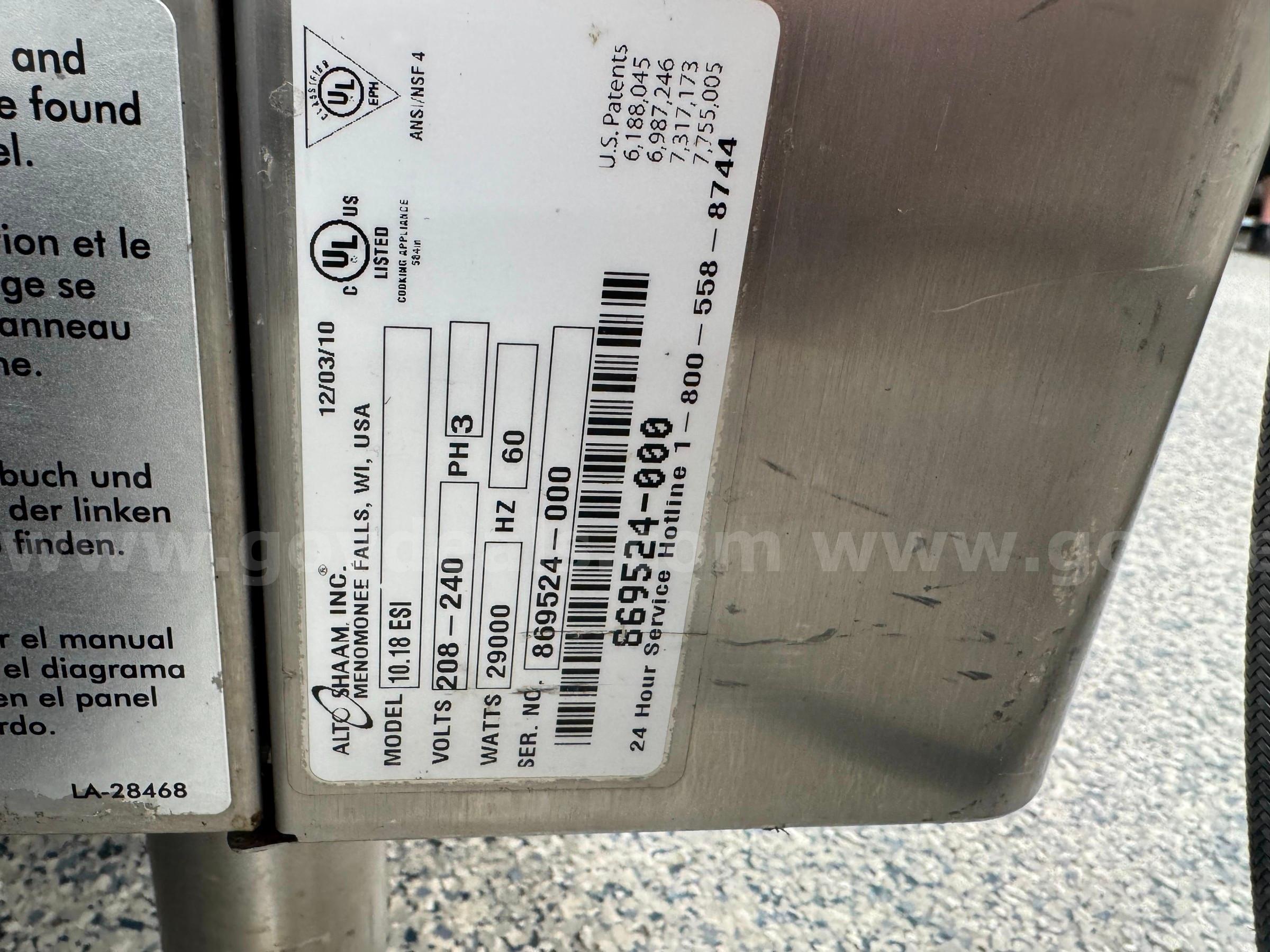 2010 Alto Shaam Electric Combi Oven Alto Shaam 10.18 ESI Government Surplus Auction - Photo #2