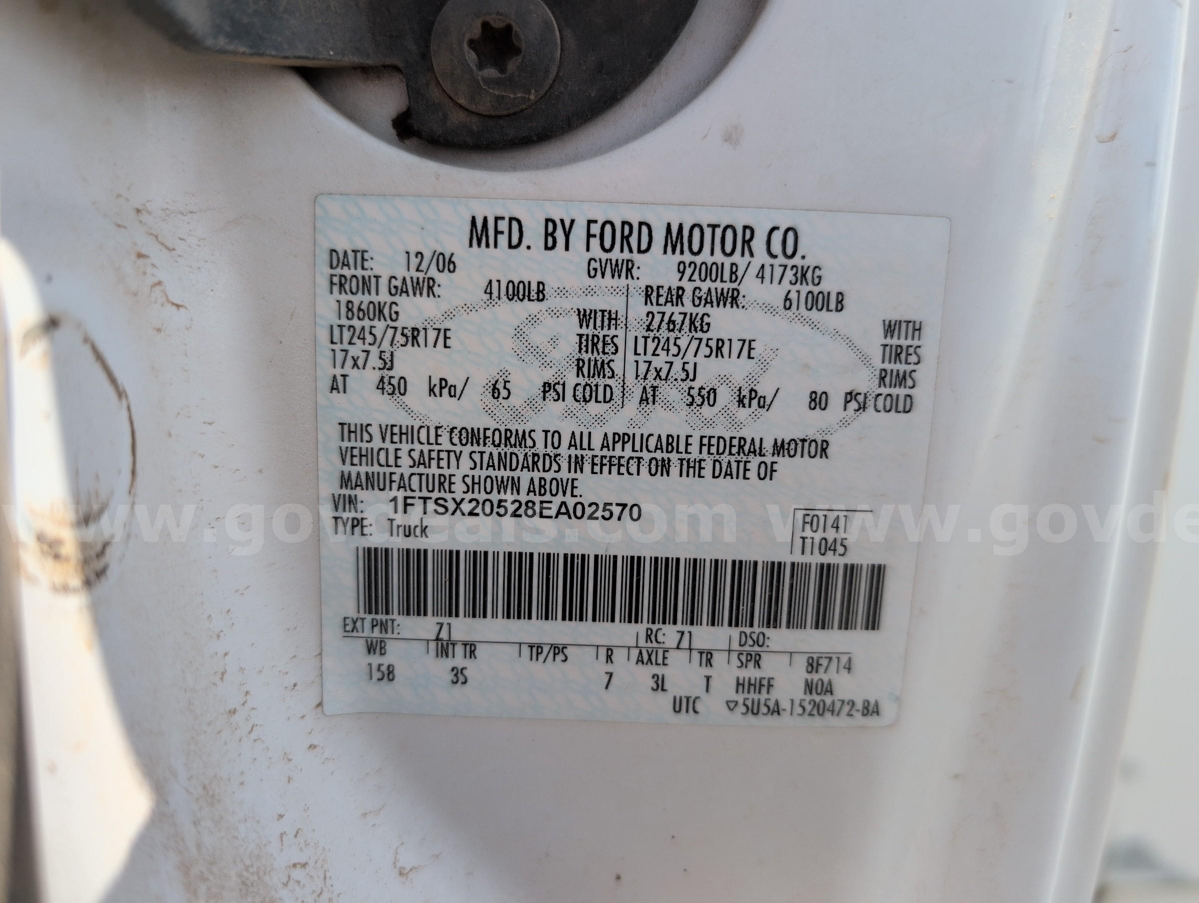 2008 Ford F-250 SD XL SuperCab Long Bed 2WD Ford F-250 Government Surplus Auction - Photo #6