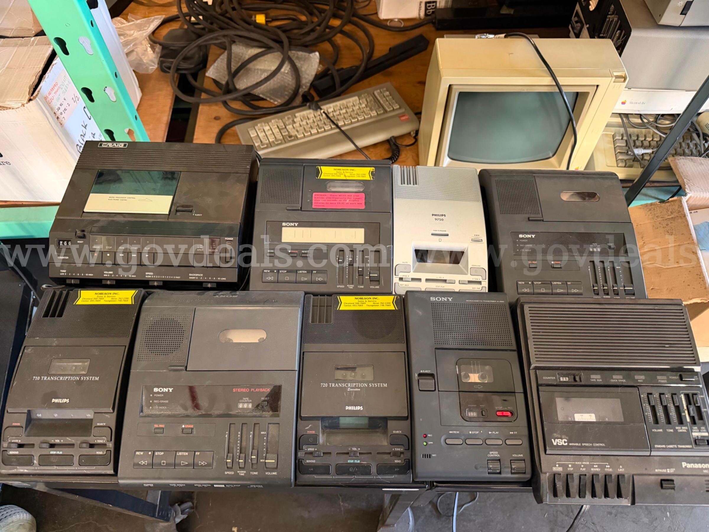Lot of 9X Assorted Desktop Dictation & Transcription Machines