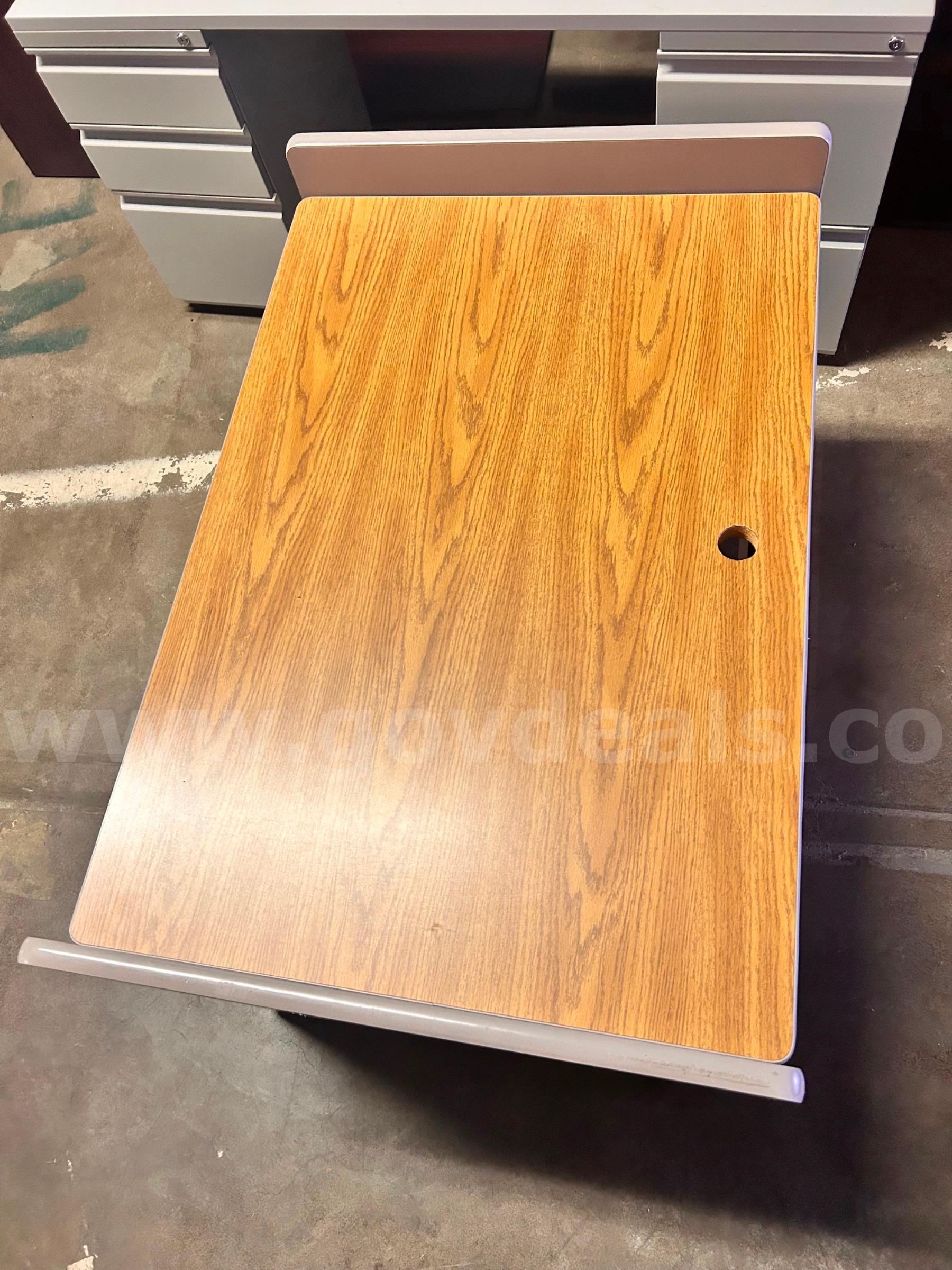 Office Desk / Study Workstation – Woodgrain & Gray   Government Surplus Auction - Photo #3