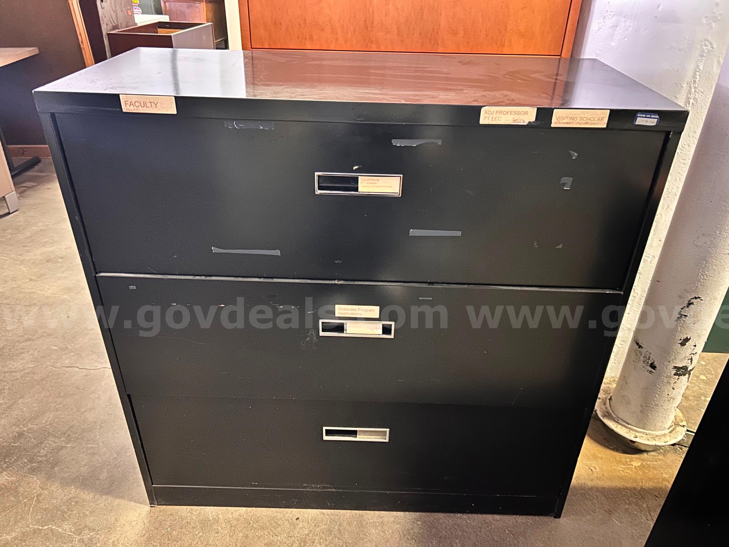 Lateral File Cabinet – Black   Government Surplus Auction - Primary Photo