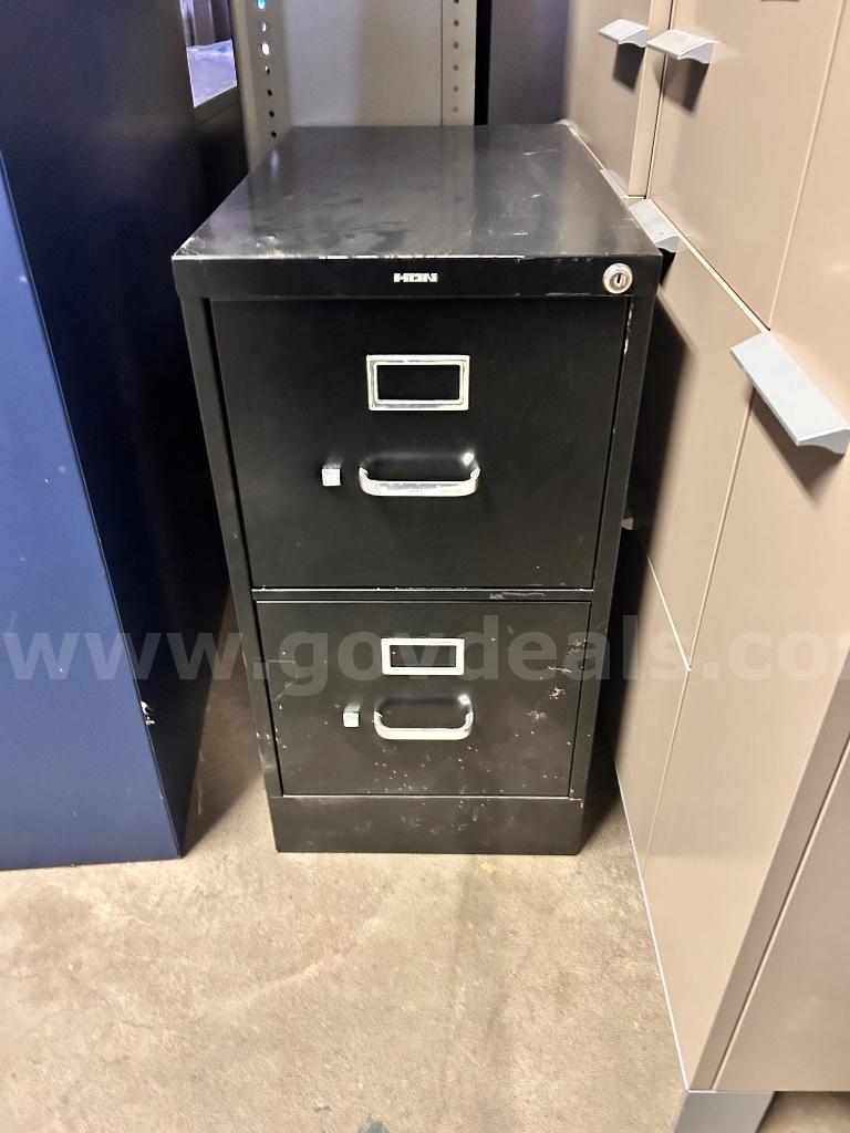 Black Metal 2-Drawer File Cabinet   Government Surplus Auction - Primary Photo