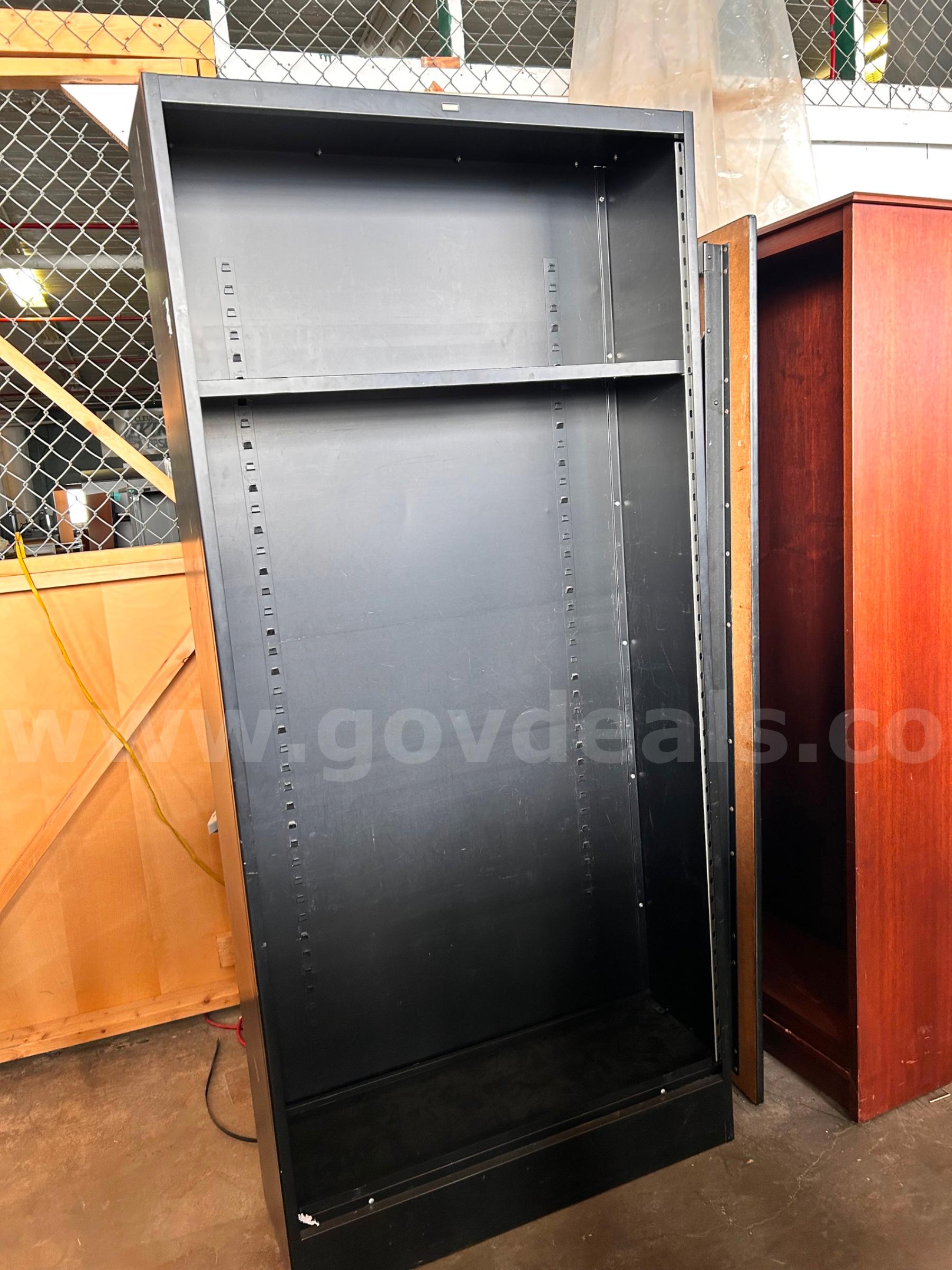 Black Metal Open Shelving Unit   Government Surplus Auction - Primary Photo