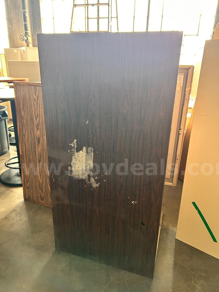 Dark Wood Laminate Office Desk   Government Surplus Auction - Primary Photo