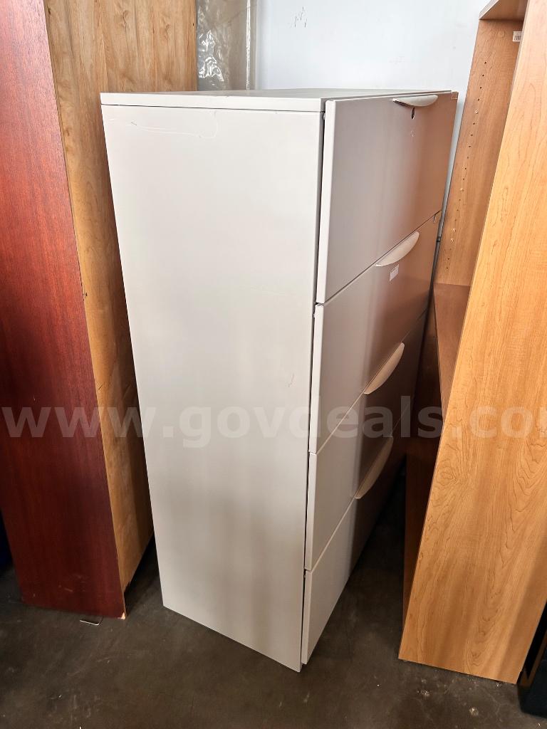 Beige Metal 4-Drawer Lateral Filing Cabinet   Government Surplus Auction - Primary Photo