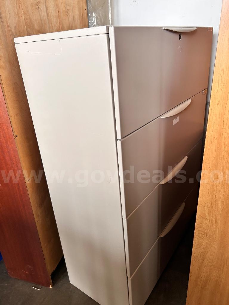 Beige Metal 4-Drawer Lateral Filing Cabinet   Government Surplus Auction - Photo #2