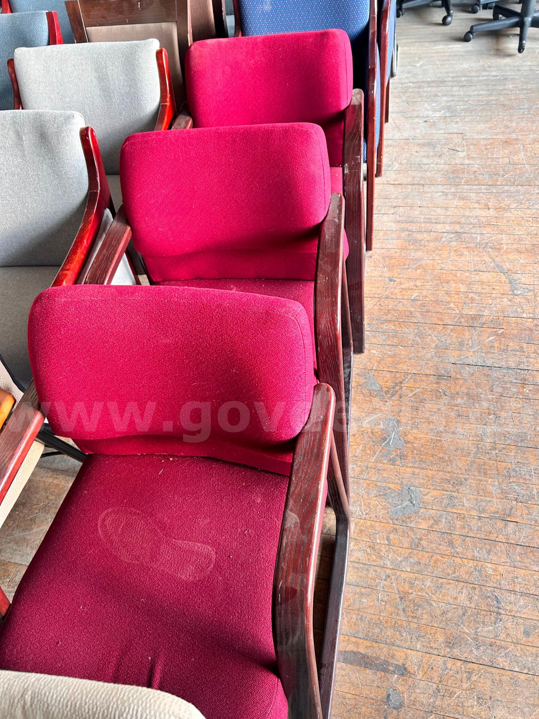 Lot of 3 Vintage Burgundy Chairs   Government Surplus Auction - Photo #2