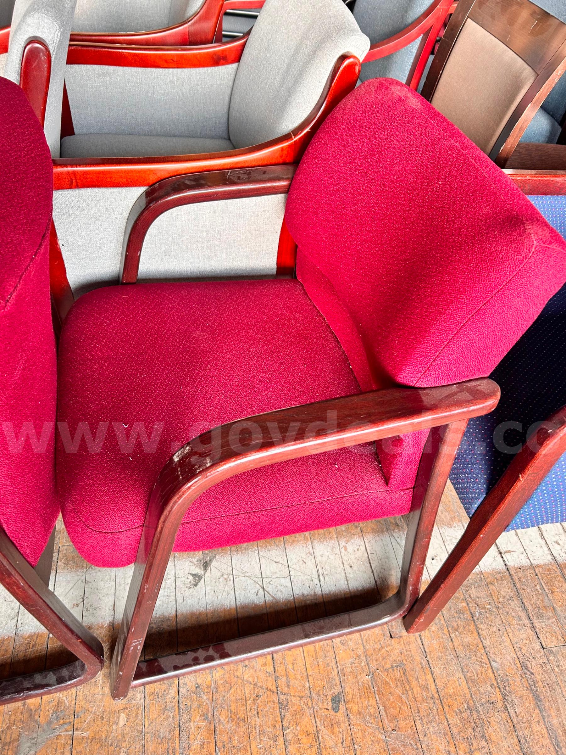 Lot of 3 Vintage Burgundy Chairs   Government Surplus Auction - Photo #4