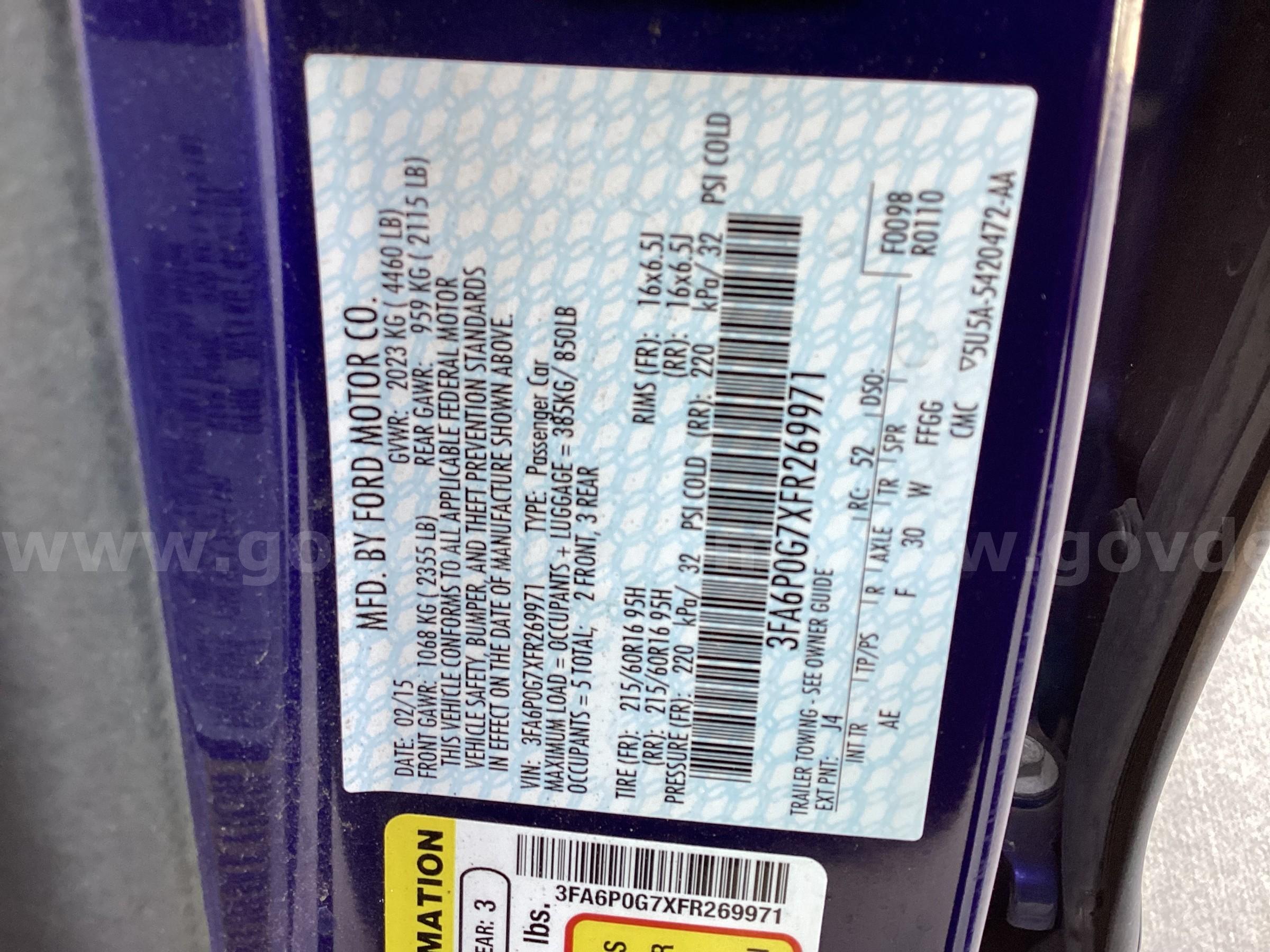 2015 Ford Fusion Ford Fusion Government Surplus Auction - Photo #6
