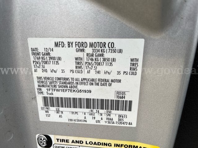 2014 Ford F150 4x4 (ID#12535) (26-2642 ) 405 Ford F150 Government Surplus Auction - Photo #4
