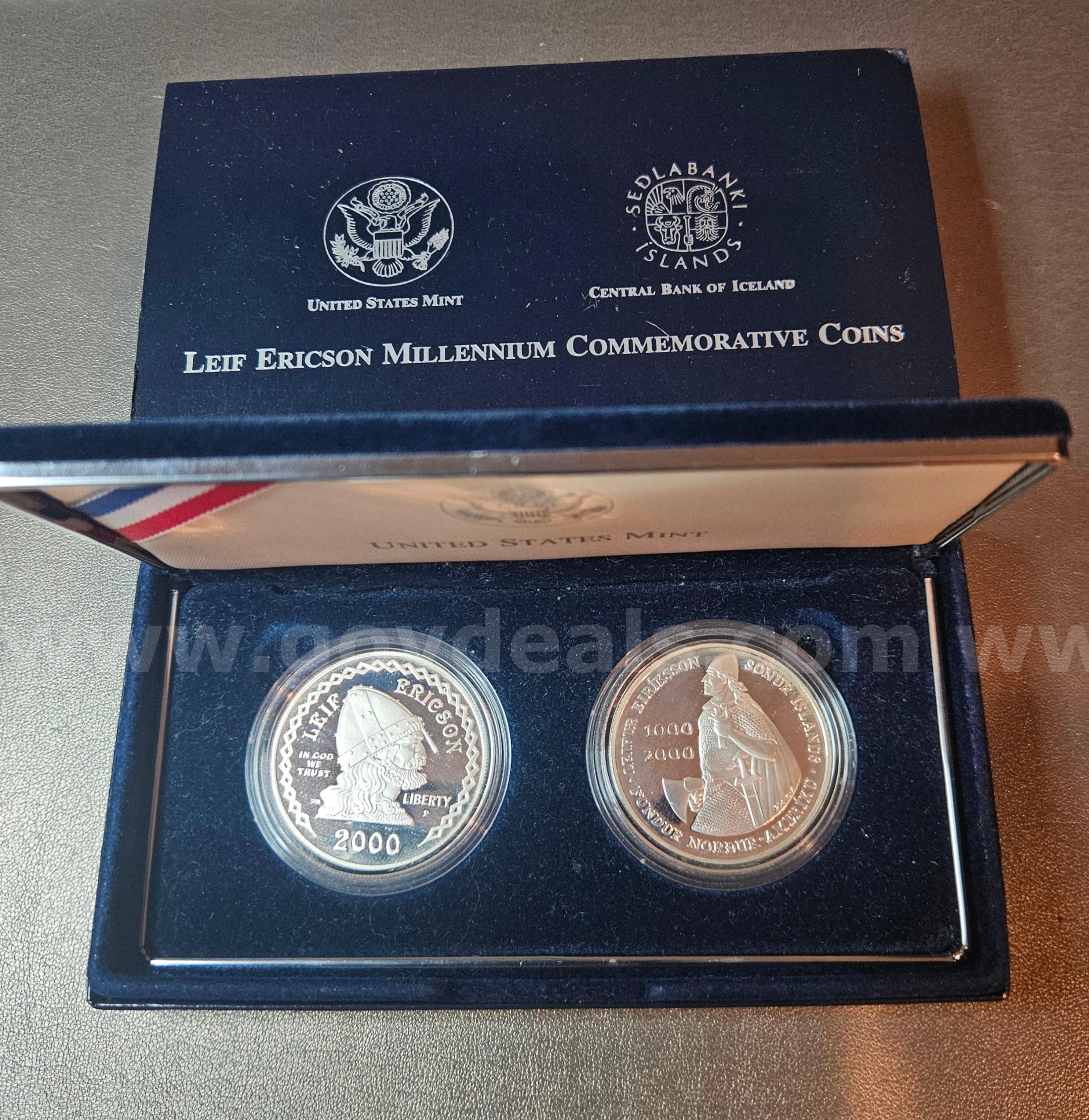 Silver Leif Ericson Millennium Commemorative Coin Set   Government Surplus Auction - Primary Photo