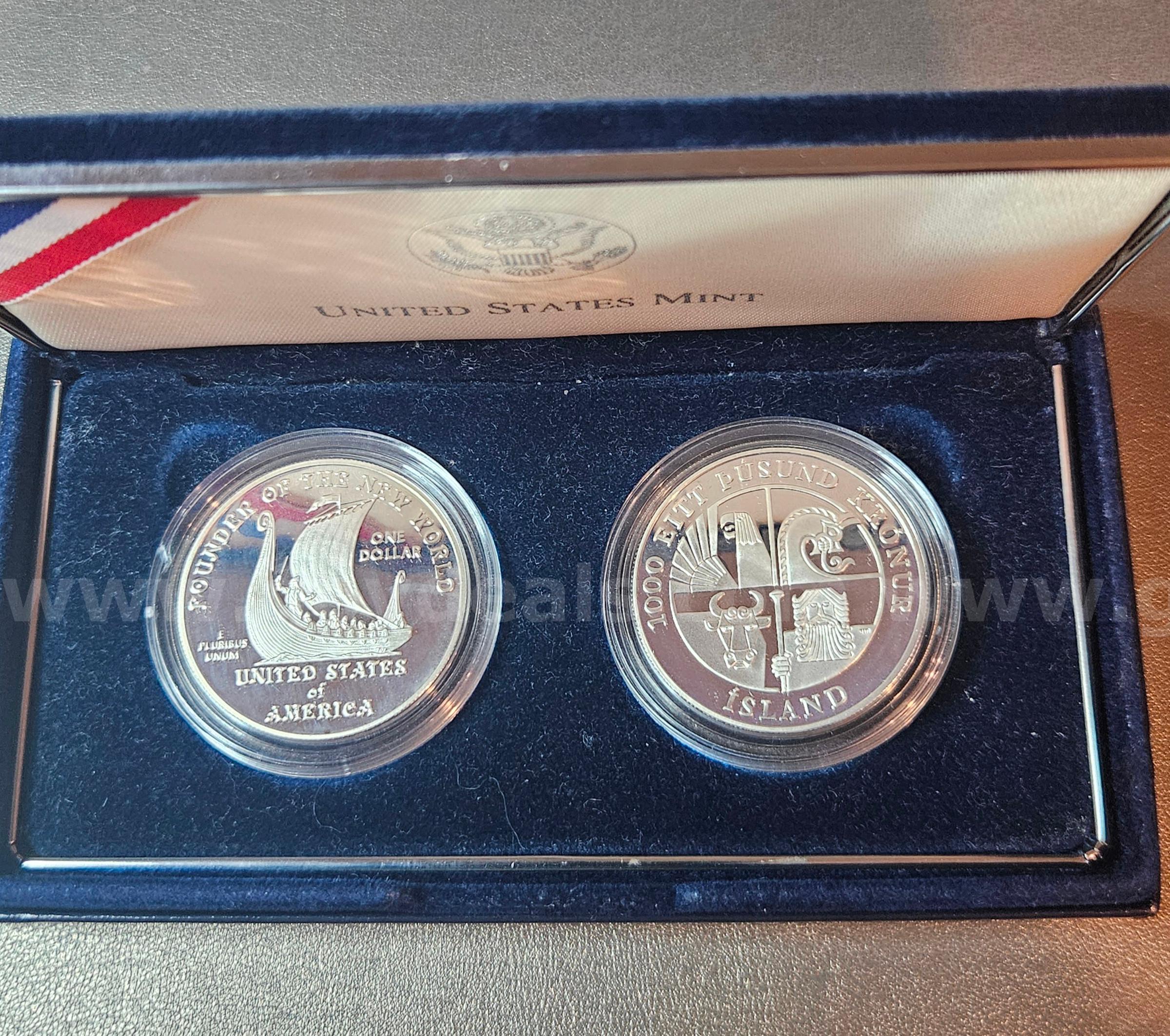 Silver Leif Ericson Millennium Commemorative Coin Set   Government Surplus Auction - Photo #3