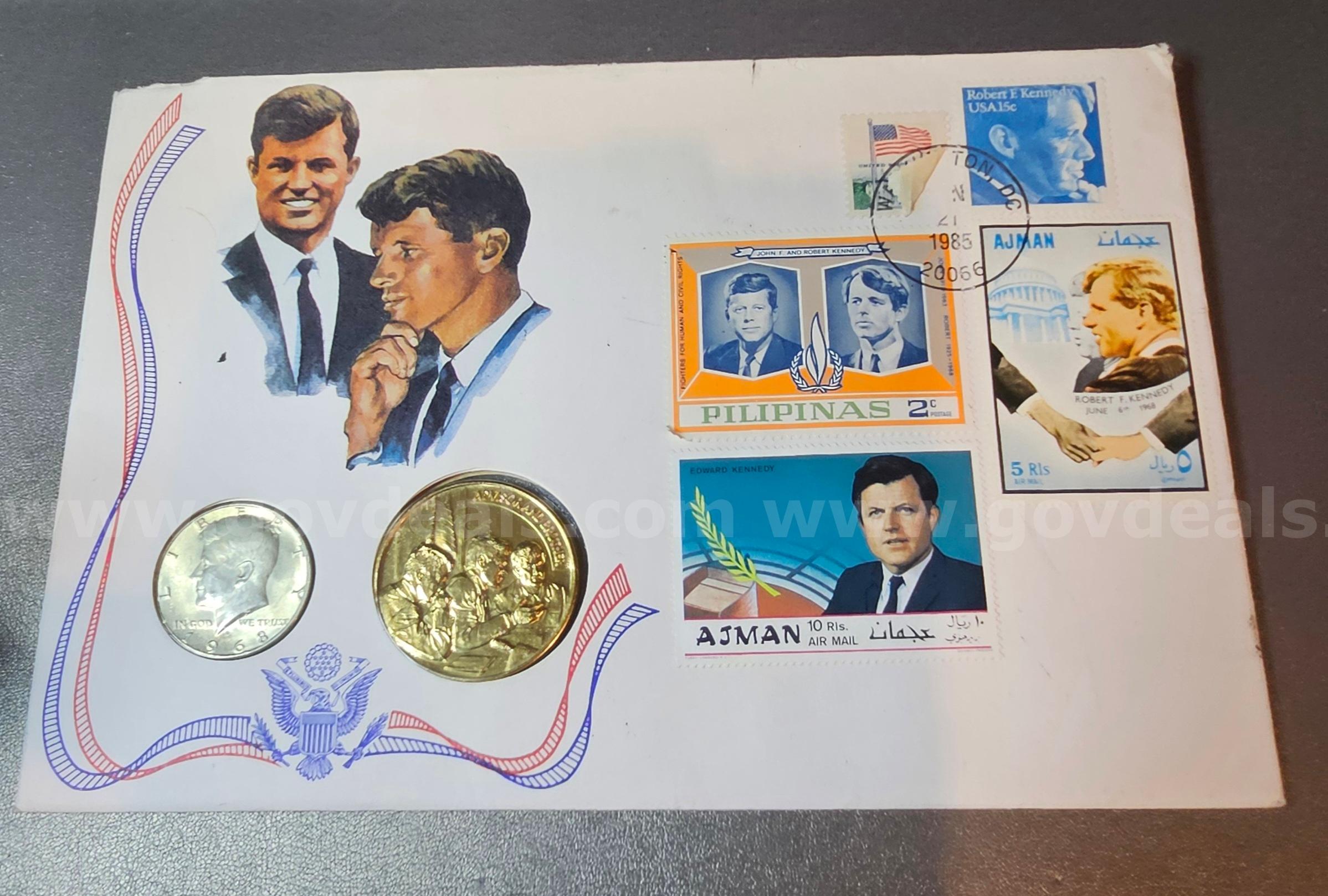 Silver 1968 D Kennedy Half Dollar Coin in Holder   Government Surplus Auction - Primary Photo