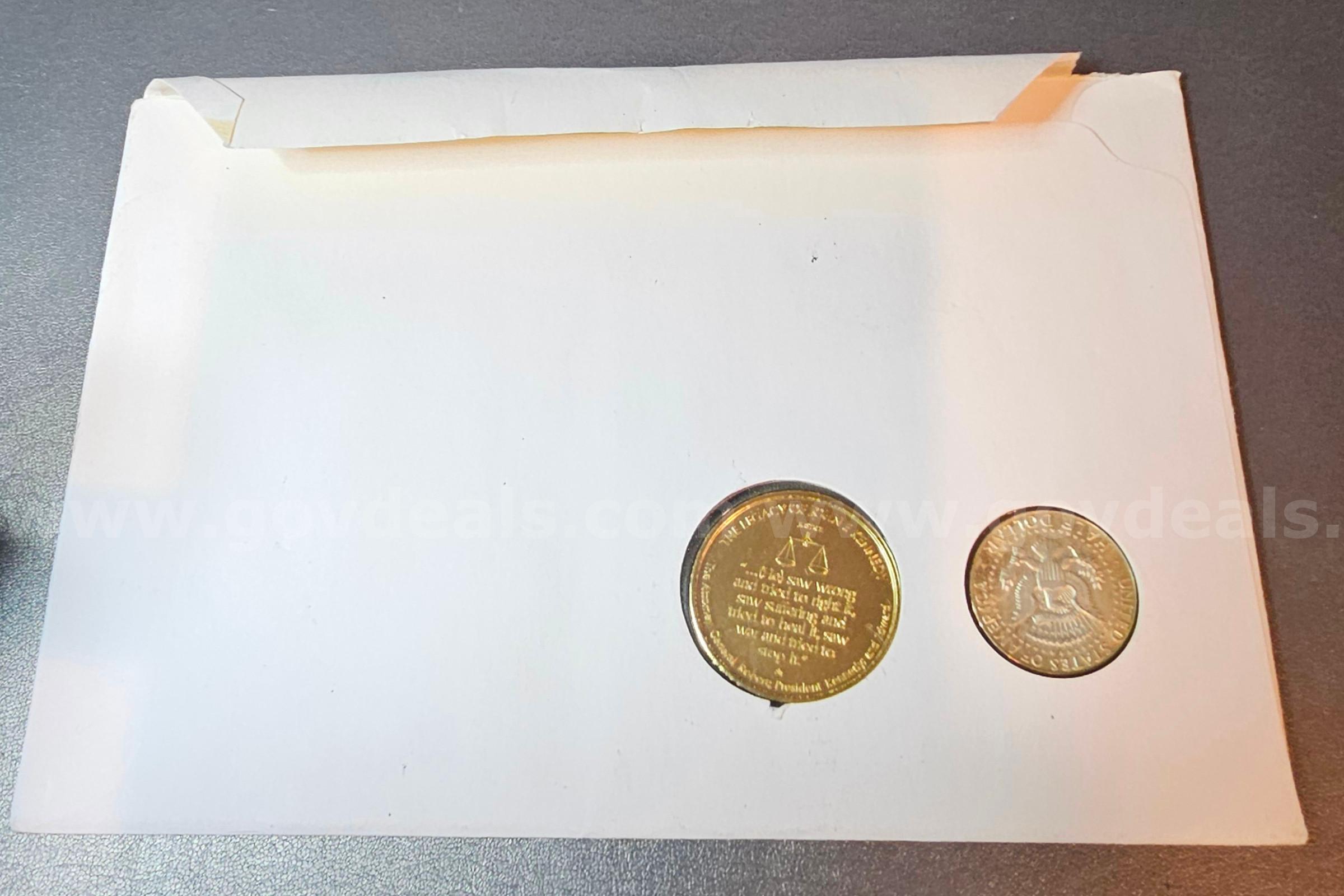 Silver 1968 D Kennedy Half Dollar Coin in Holder   Government Surplus Auction - Photo #2