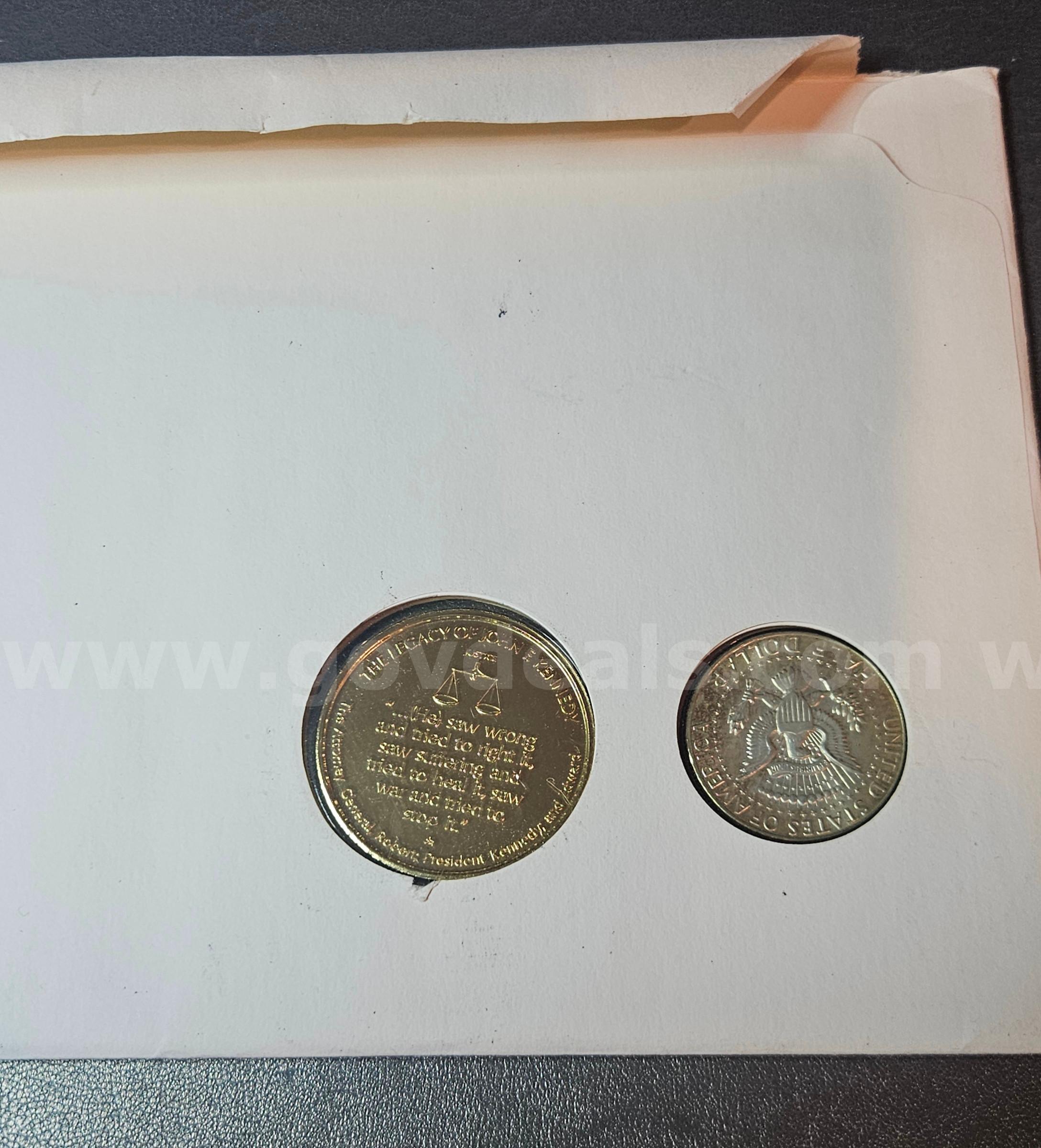 Silver 1968 D Kennedy Half Dollar Coin in Holder   Government Surplus Auction - Photo #3
