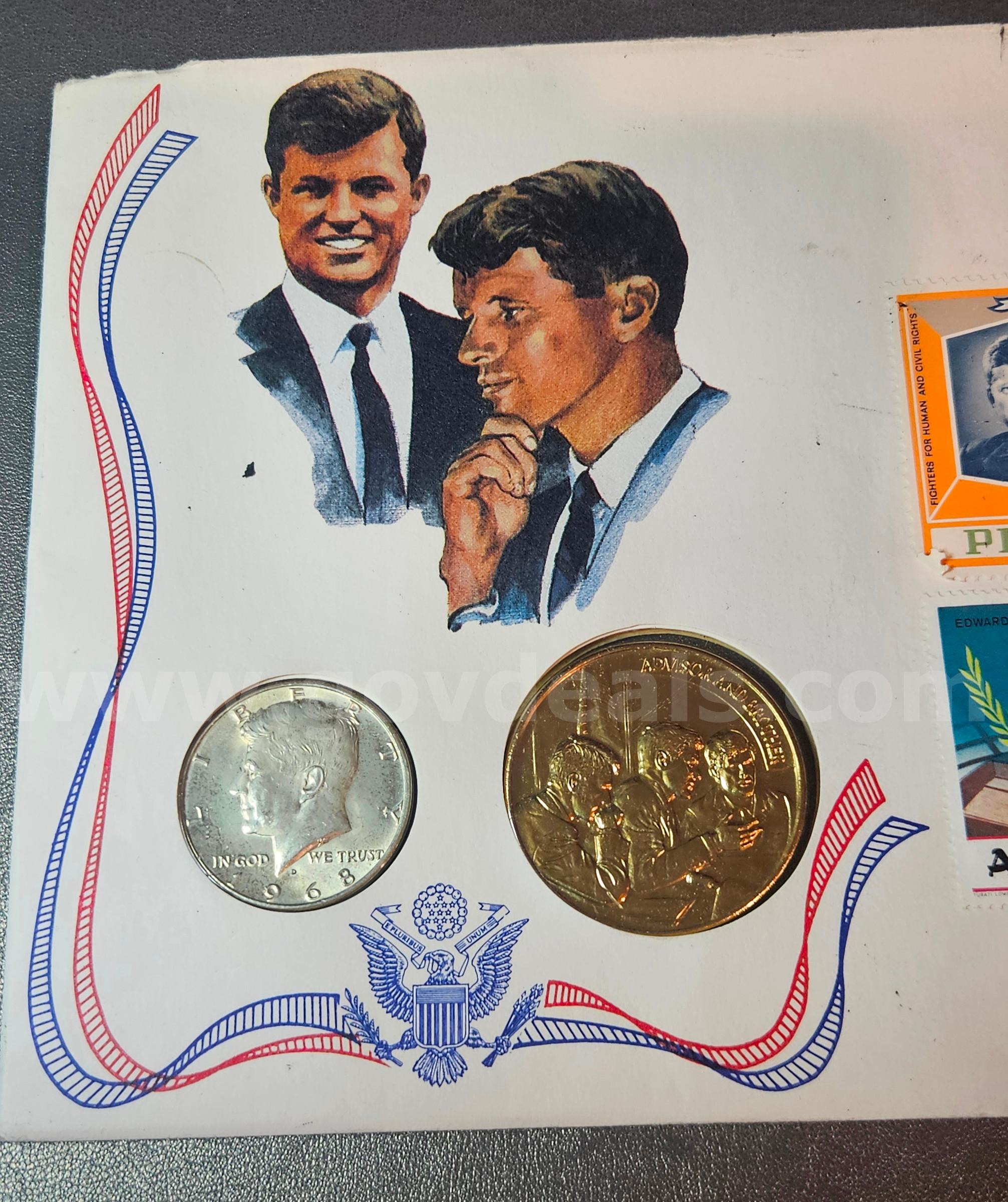 Silver 1968 D Kennedy Half Dollar Coin in Holder   Government Surplus Auction - Photo #4
