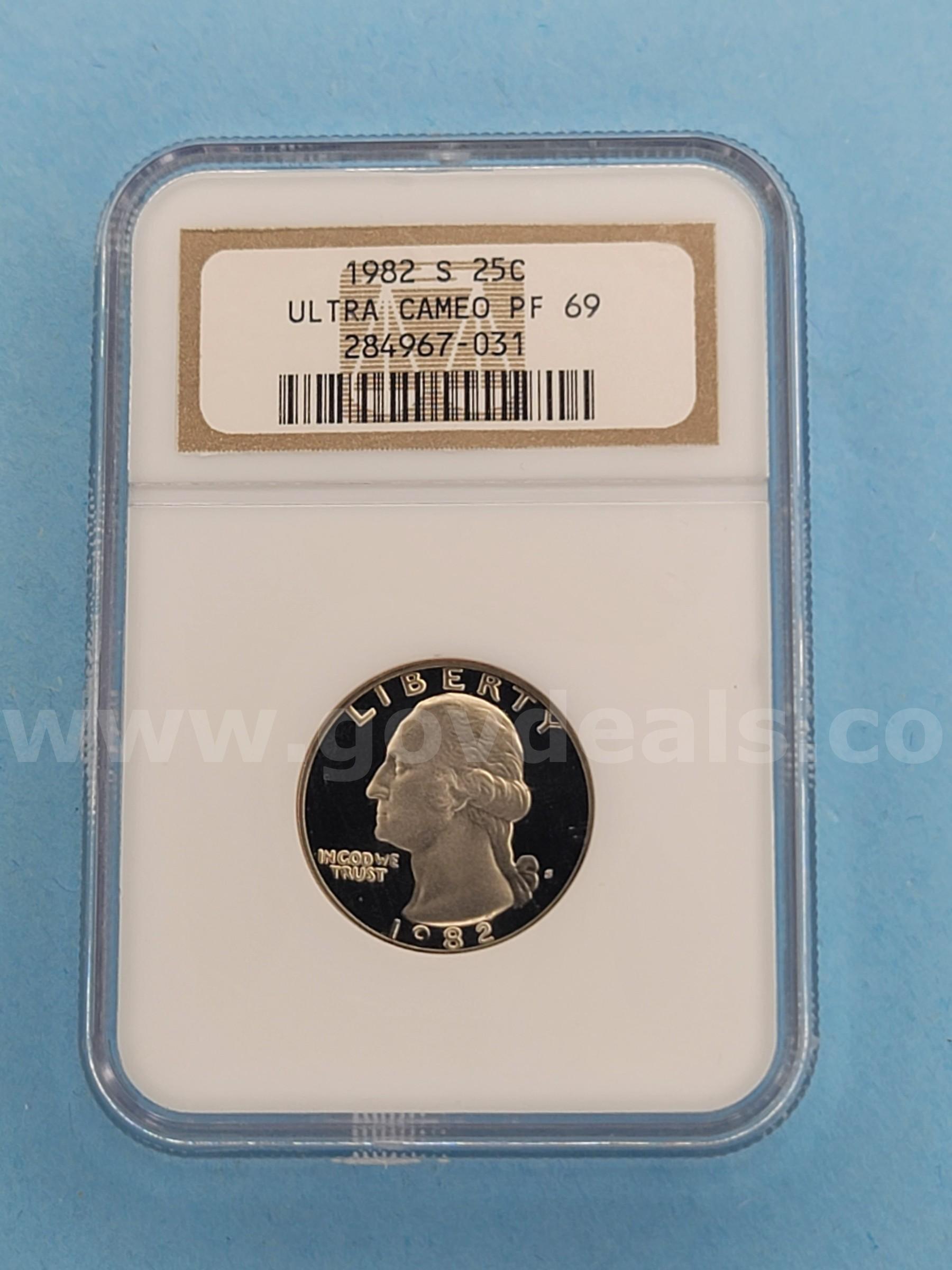1982 S PF 69 Ultra Cameo Quarter   Government Surplus Auction - Primary Photo