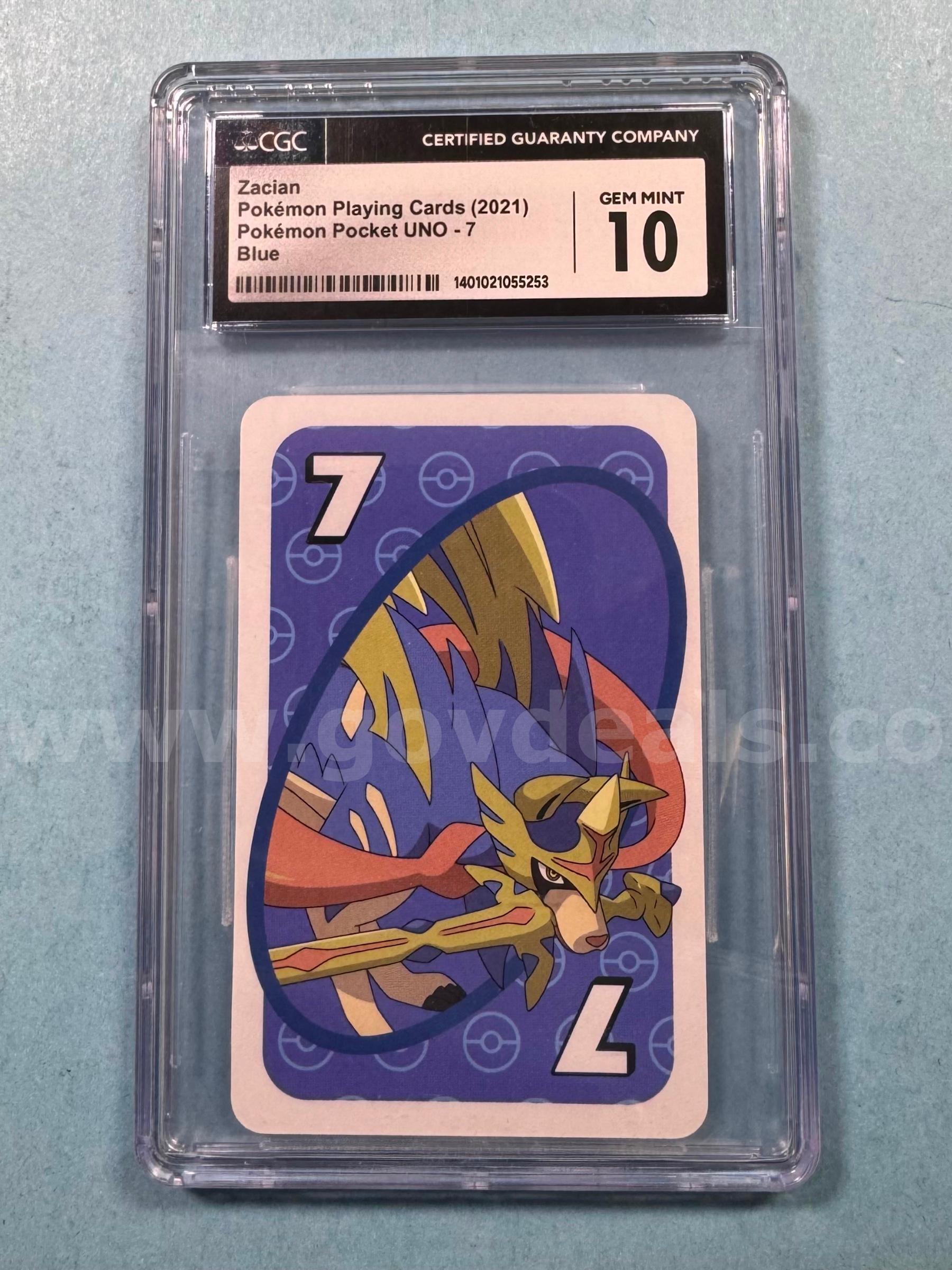 2021 Zacian Pokémon Playing Cards UNO - 7 Blue   Government Surplus Auction - Primary Photo