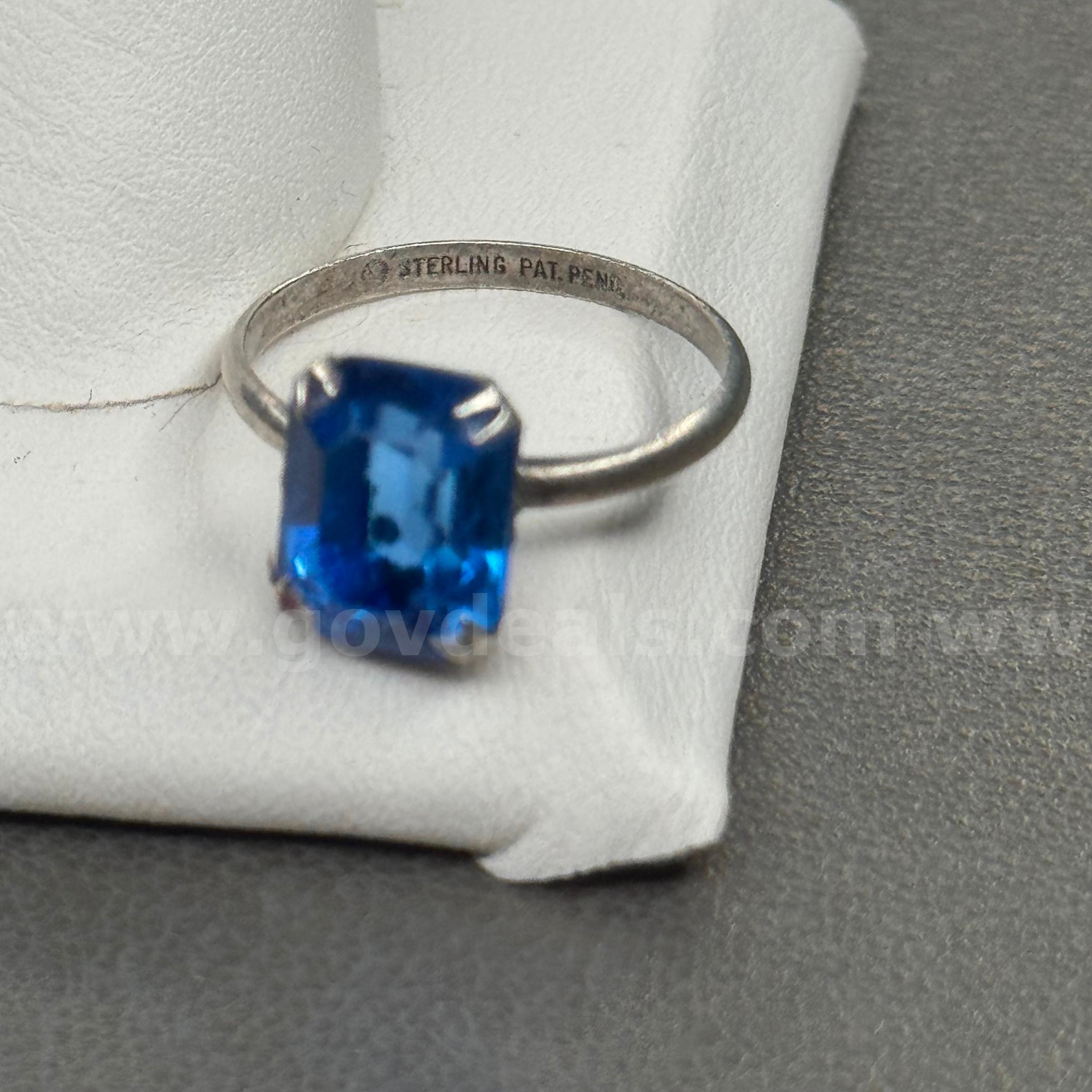 925 Silver Ring with Blue Stone  925 Government Surplus Auction - Photo #2