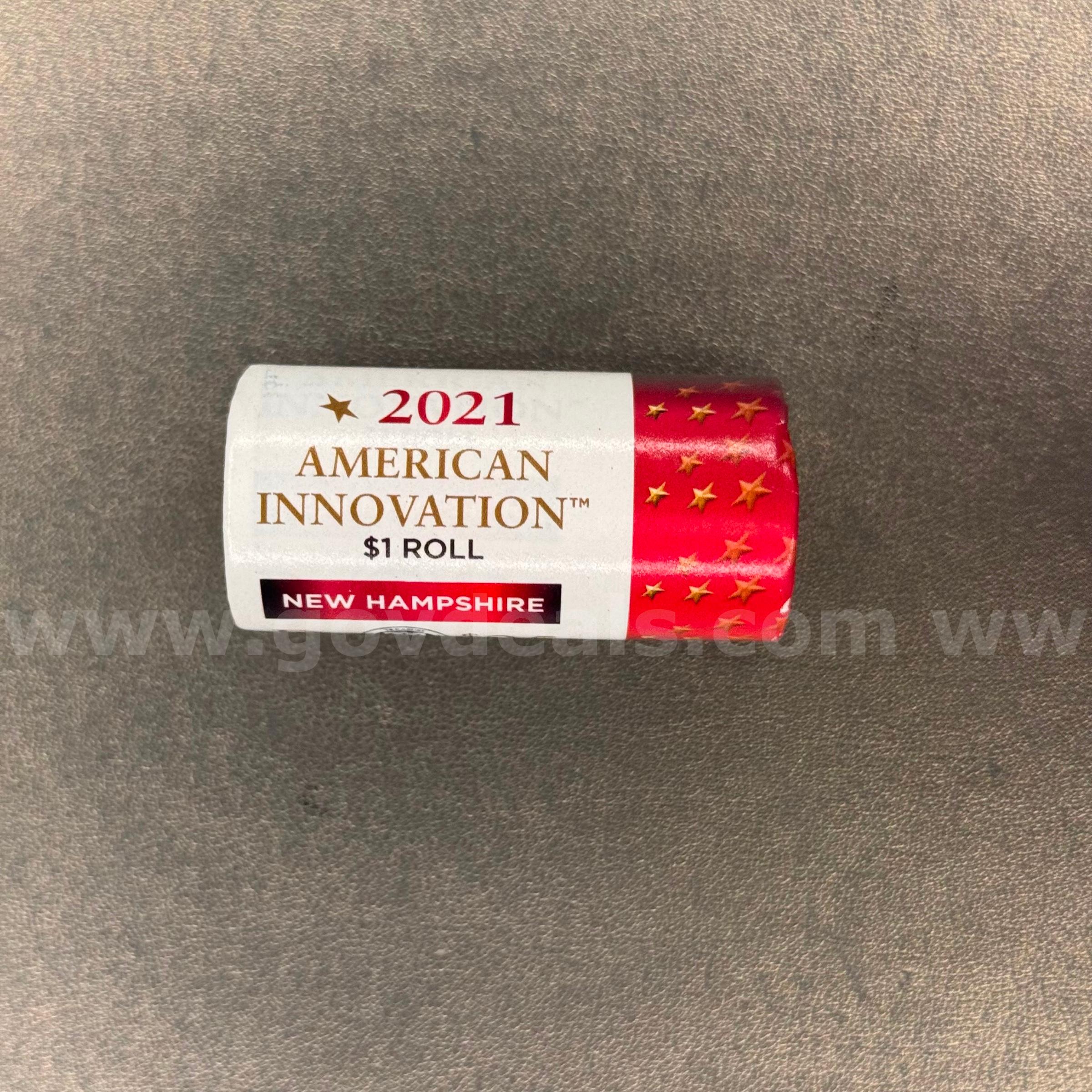 2021 American Innovation 25 New Hampshire Dollar Coins Roll   Government Surplus Auction - Primary Photo
