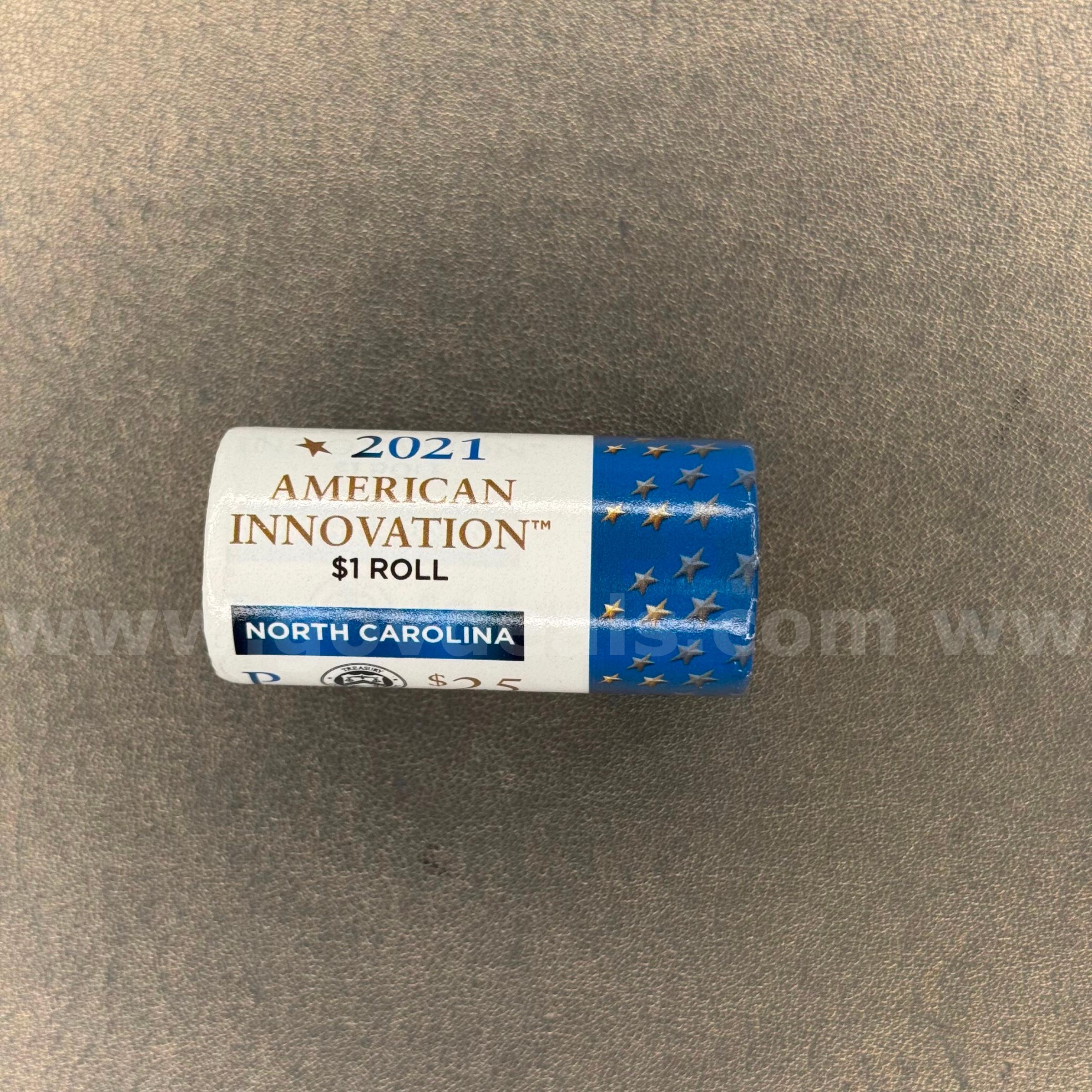 2021 American Innovation 25 North Carolina Dollar Coins Roll   Government Surplus Auction - Primary Photo