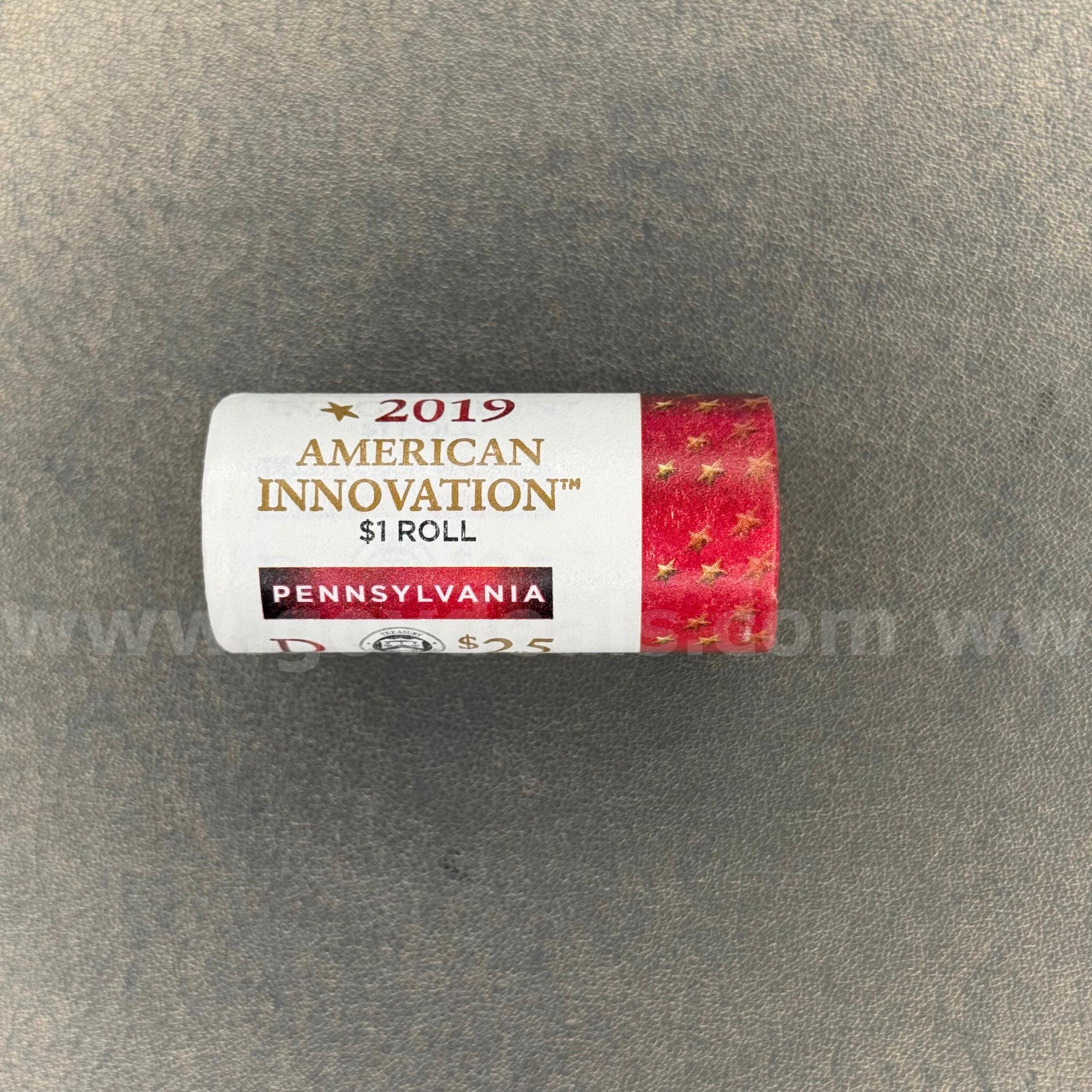2019 American Innovation 25 Pennsylvania Dollar Coins Roll   Government Surplus Auction - Primary Photo