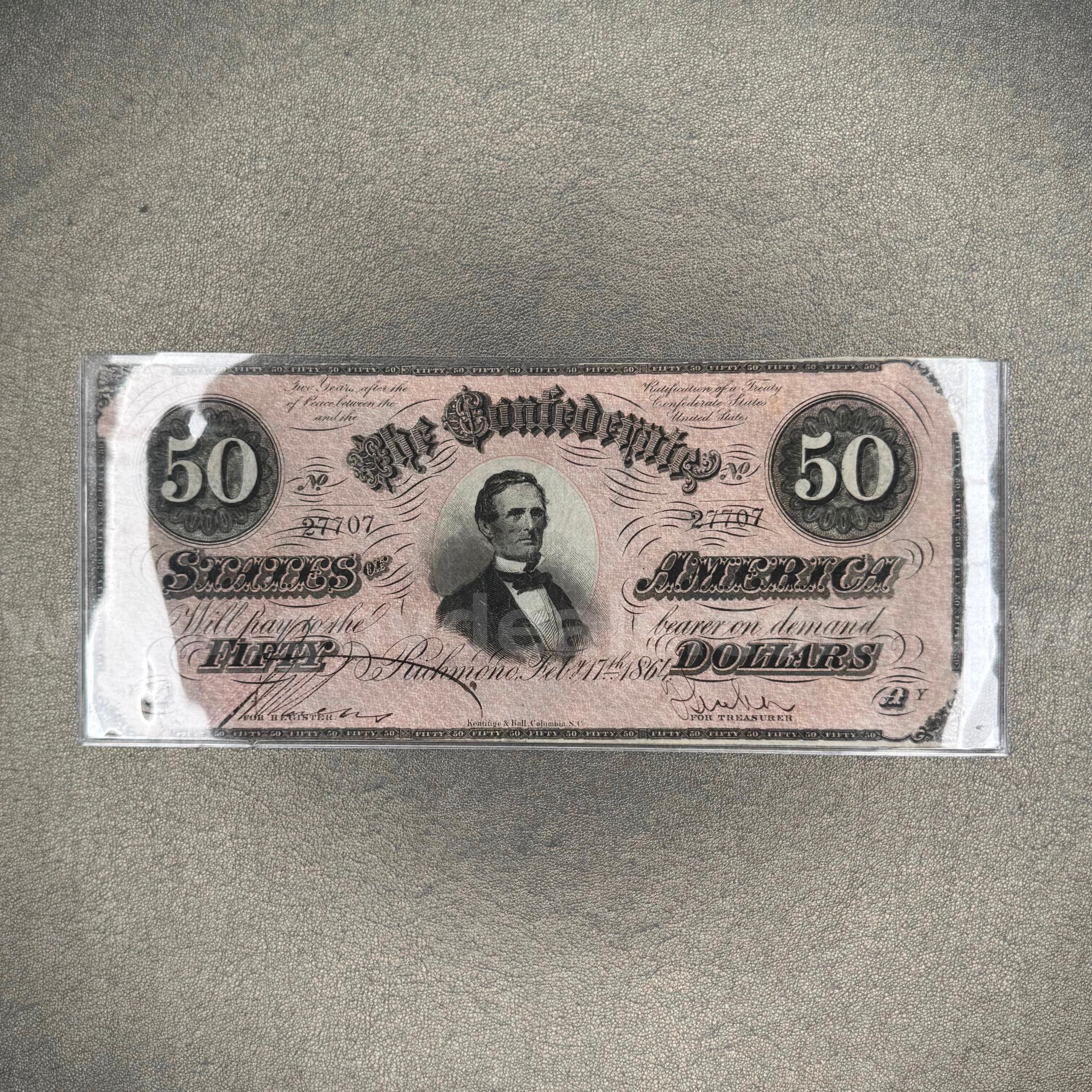 Fifty Dollar Confederate Bill   Government Surplus Auction - Primary Photo