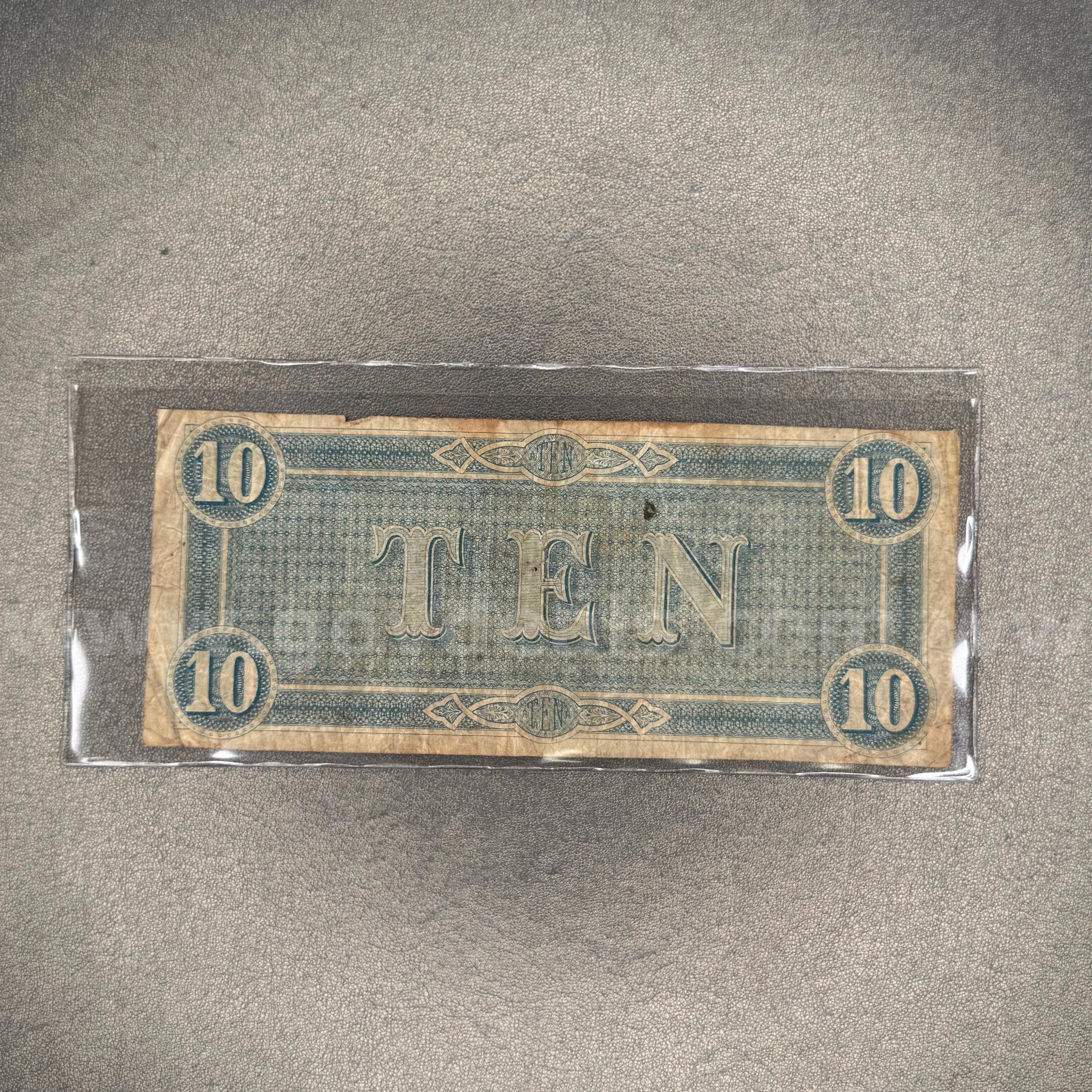 Ten Dollar Confederate Bill   Government Surplus Auction - Photo #2