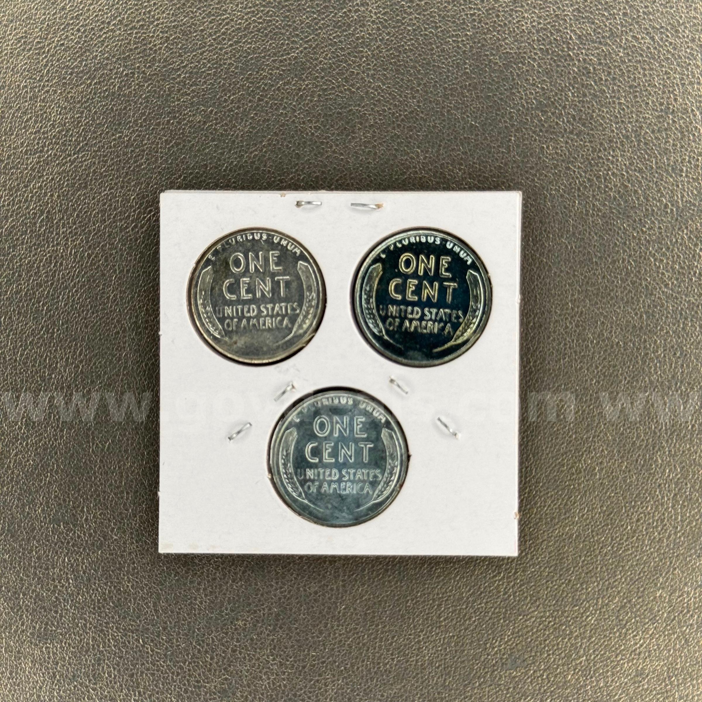 Set of 3 1943 Steel Pennies   Government Surplus Auction - Photo #2