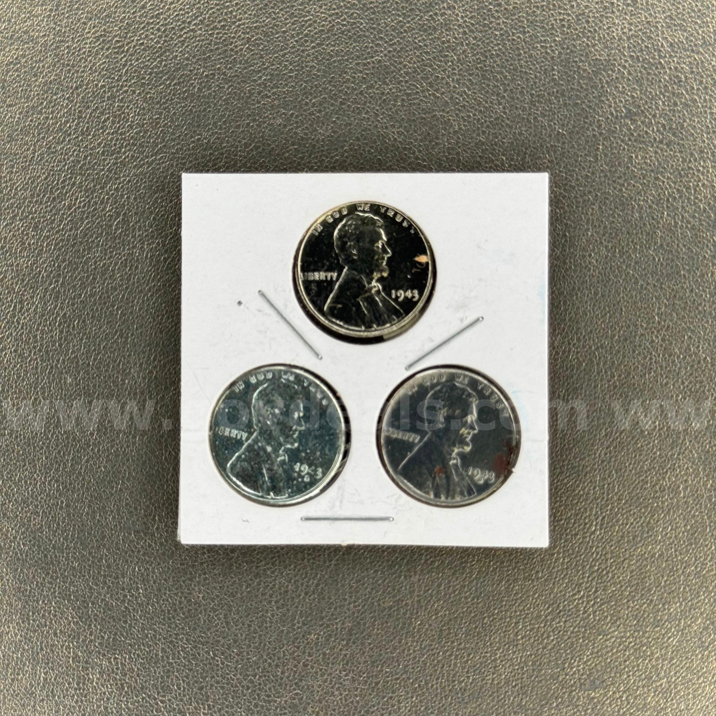 Set of 3 1943 Steel Pennies   Government Surplus Auction - Primary Photo