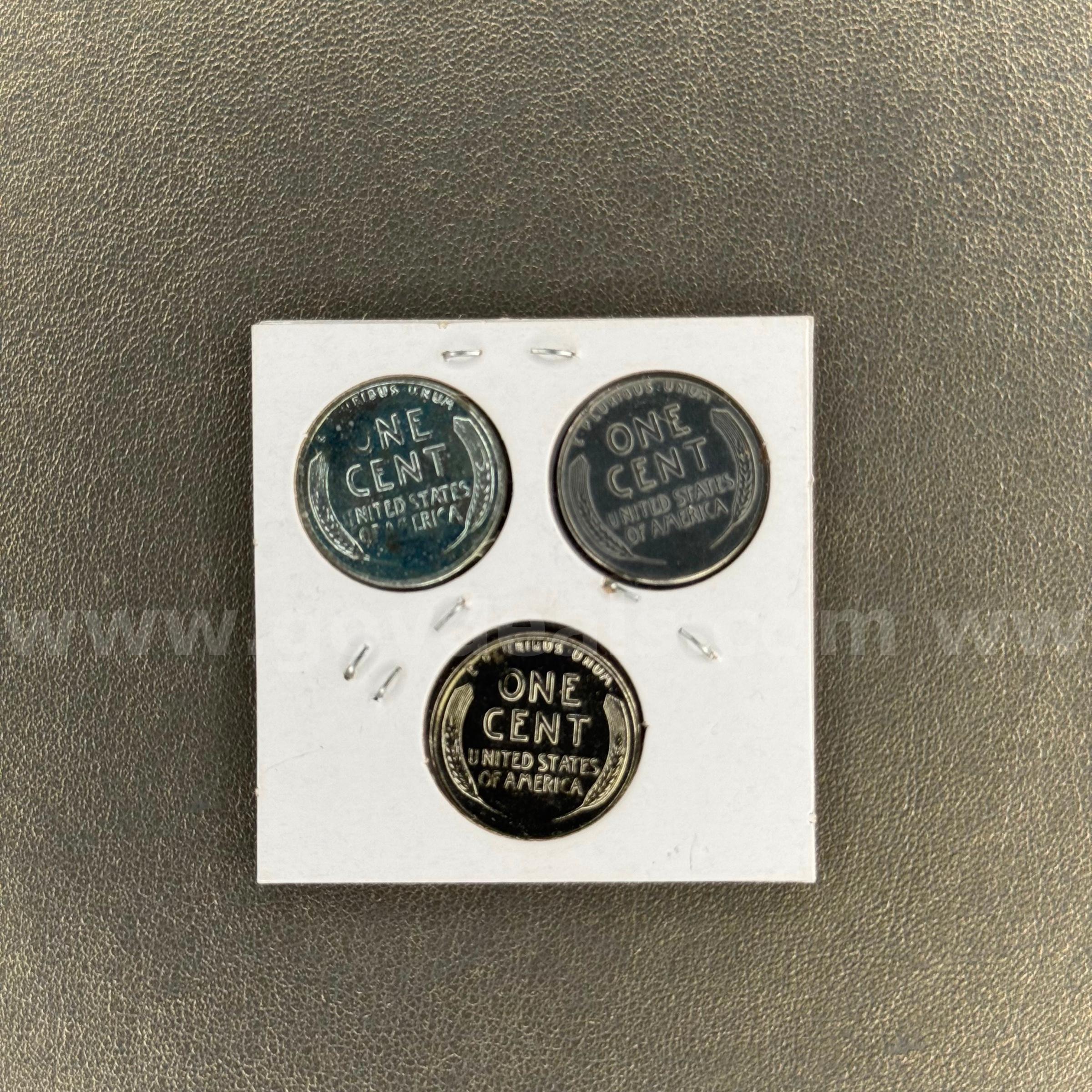 Set of 3 1943 Steel Pennies   Government Surplus Auction - Photo #2
