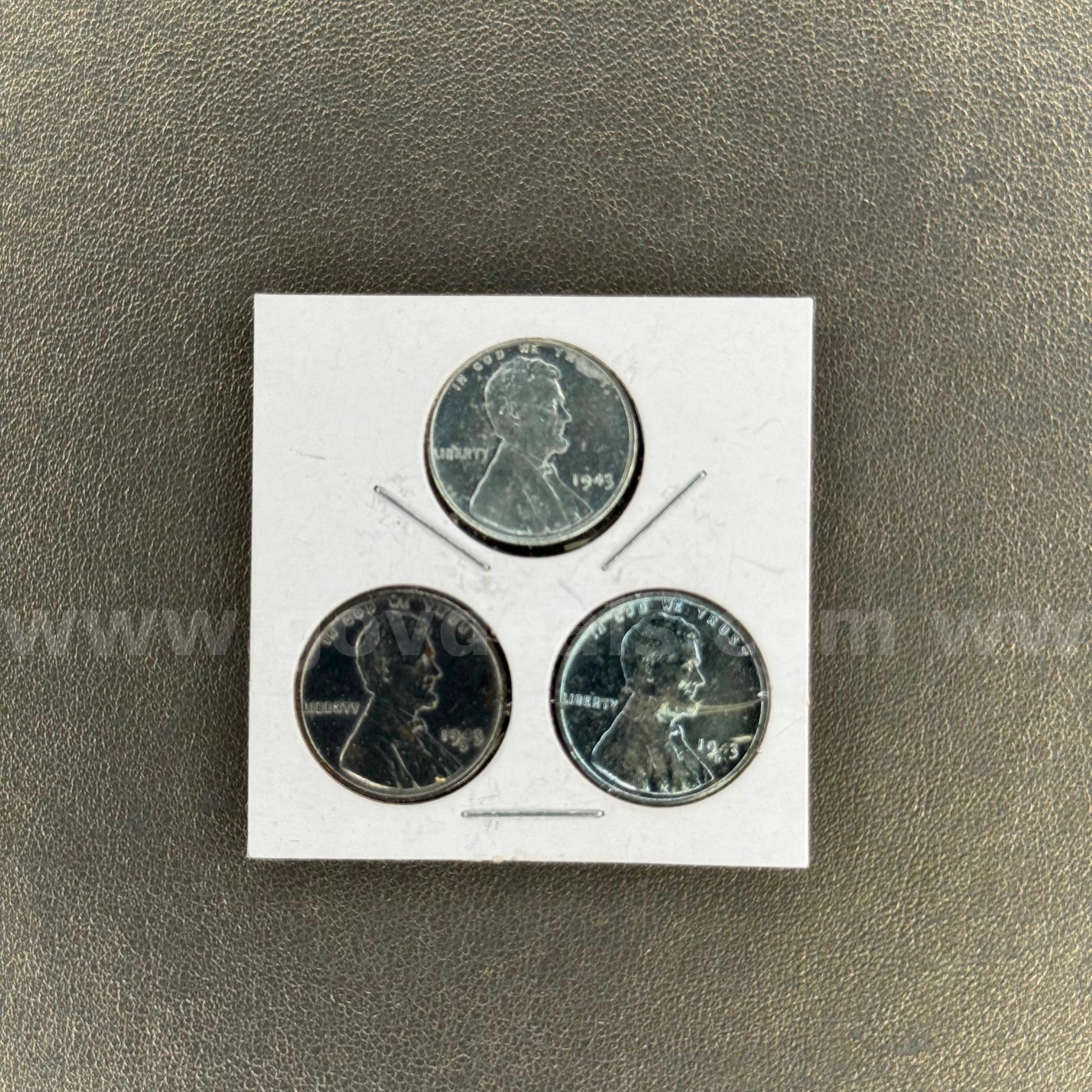 Set of 3 1943 Steel Pennies   Government Surplus Auction - Primary Photo